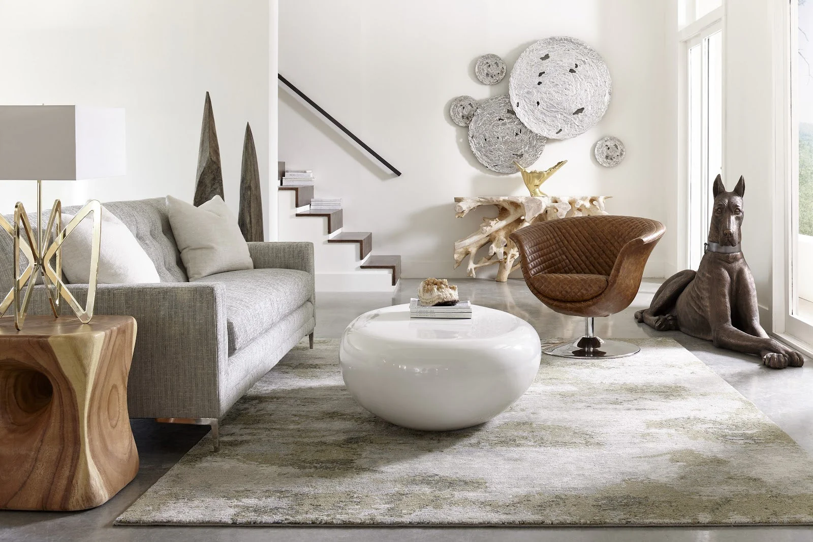 Phillips Collection River Stone Coffee Table, Gel Coat White, Small - Image 2
