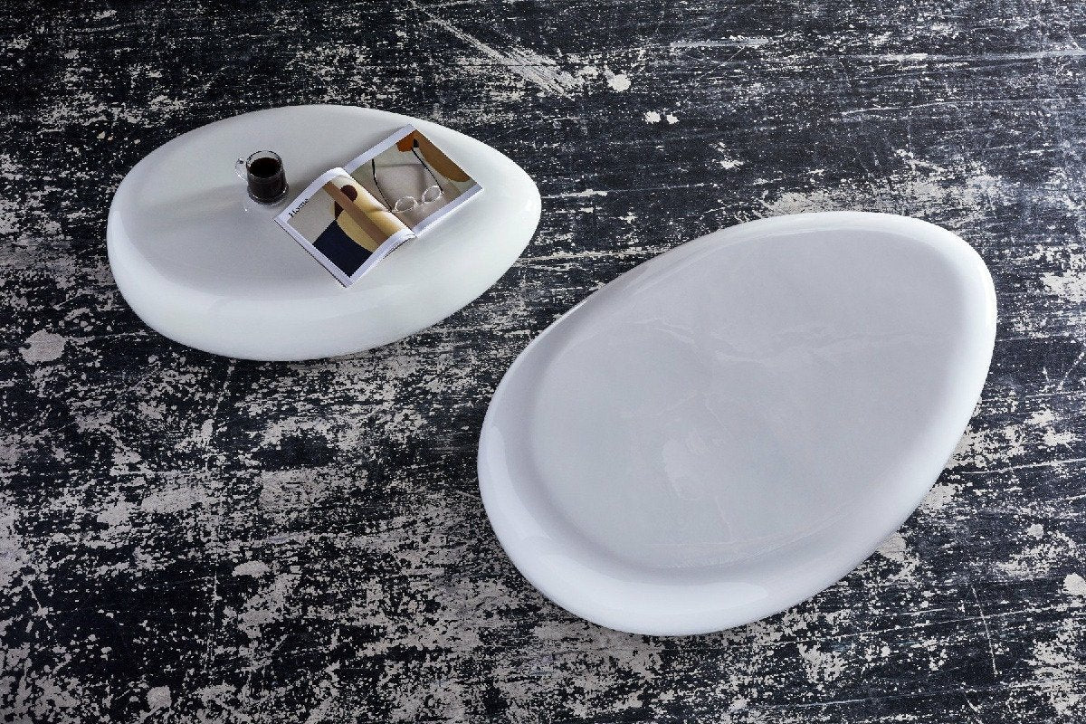 Phillips Collection River Stone Coffee Table, Gel Coat White, Small - Image 5