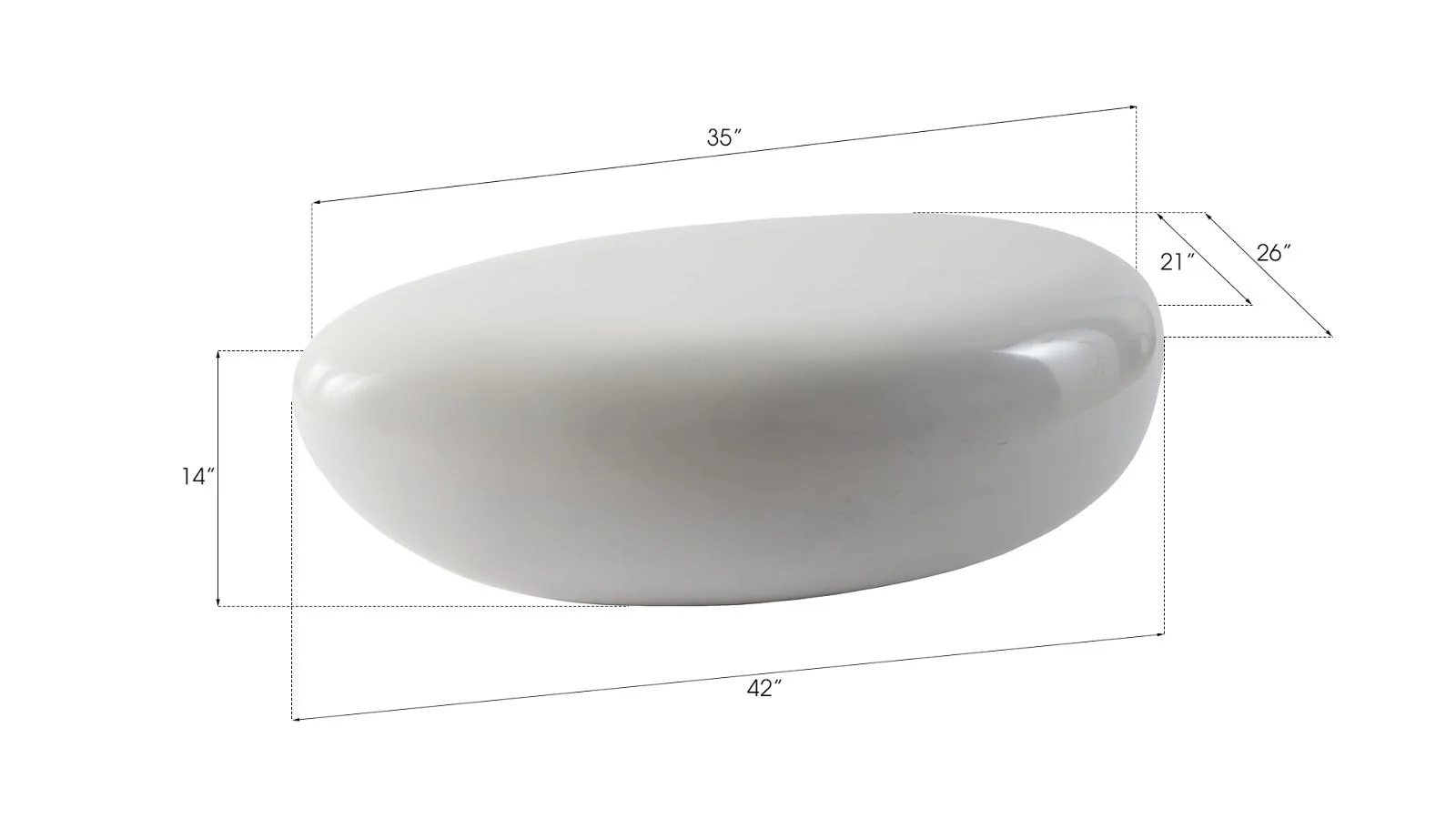Phillips Collection River Stone Coffee Table, Gel Coat White, Small - Image 7