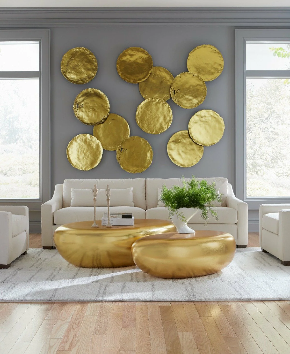 Phillips Collection River Stone Coffee Table, Gold Leaf, Small - Image 4