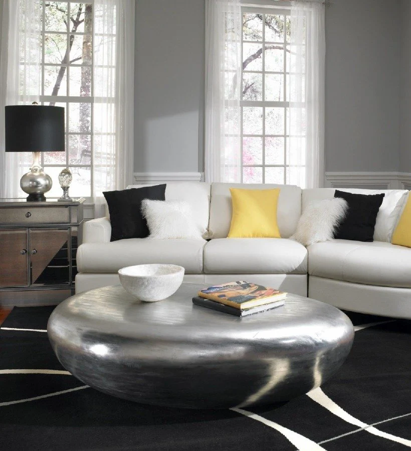 Phillips Collection River Stone Coffee Table, Silver Leaf, Small - Image 2