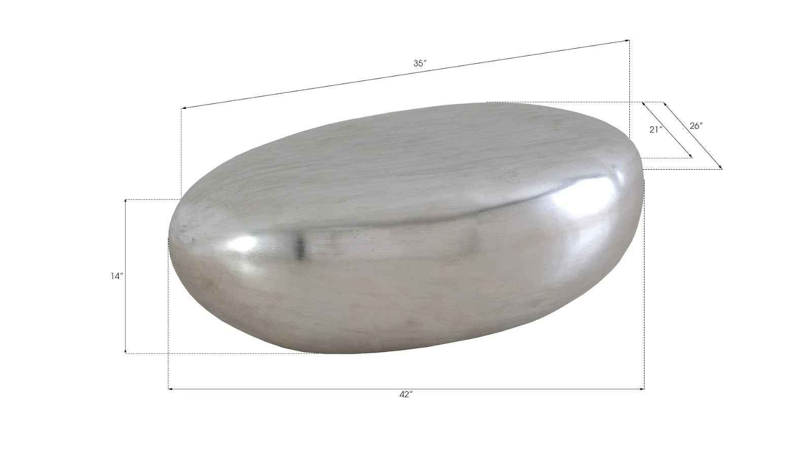 Phillips Collection River Stone Coffee Table, Silver Leaf, Small - Image 5