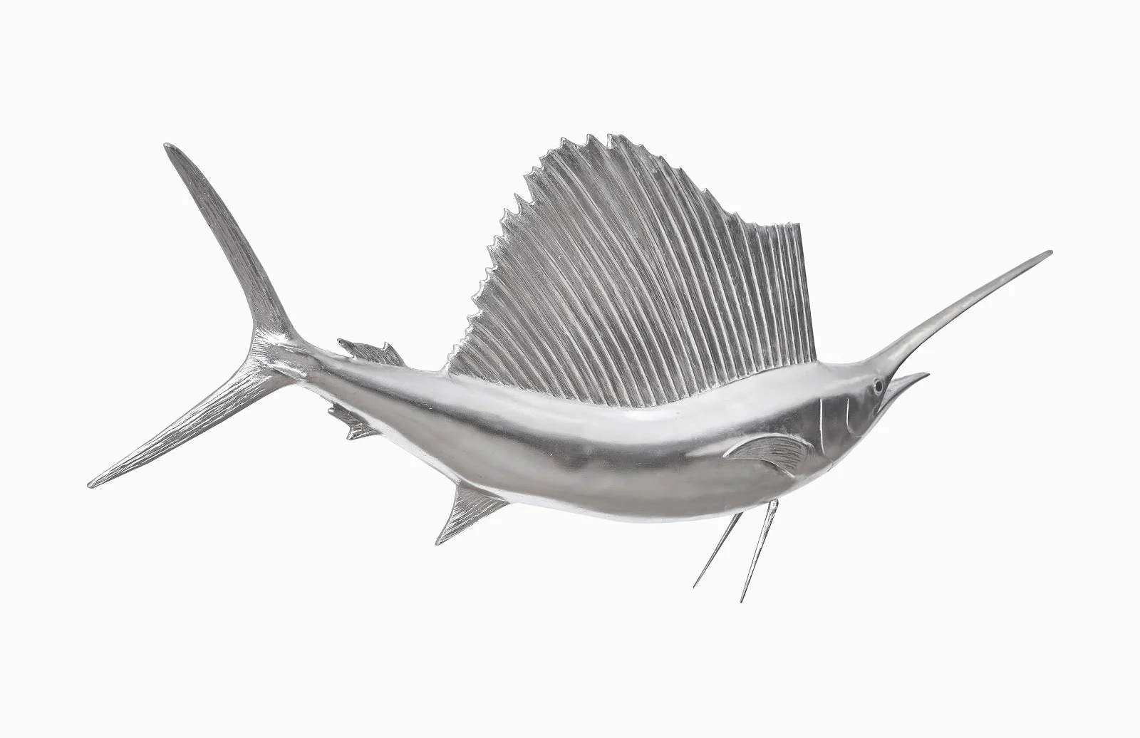 Phillips Collection Sail Fish Wall Sculpture, Resin, Silver Leaf - Image 3