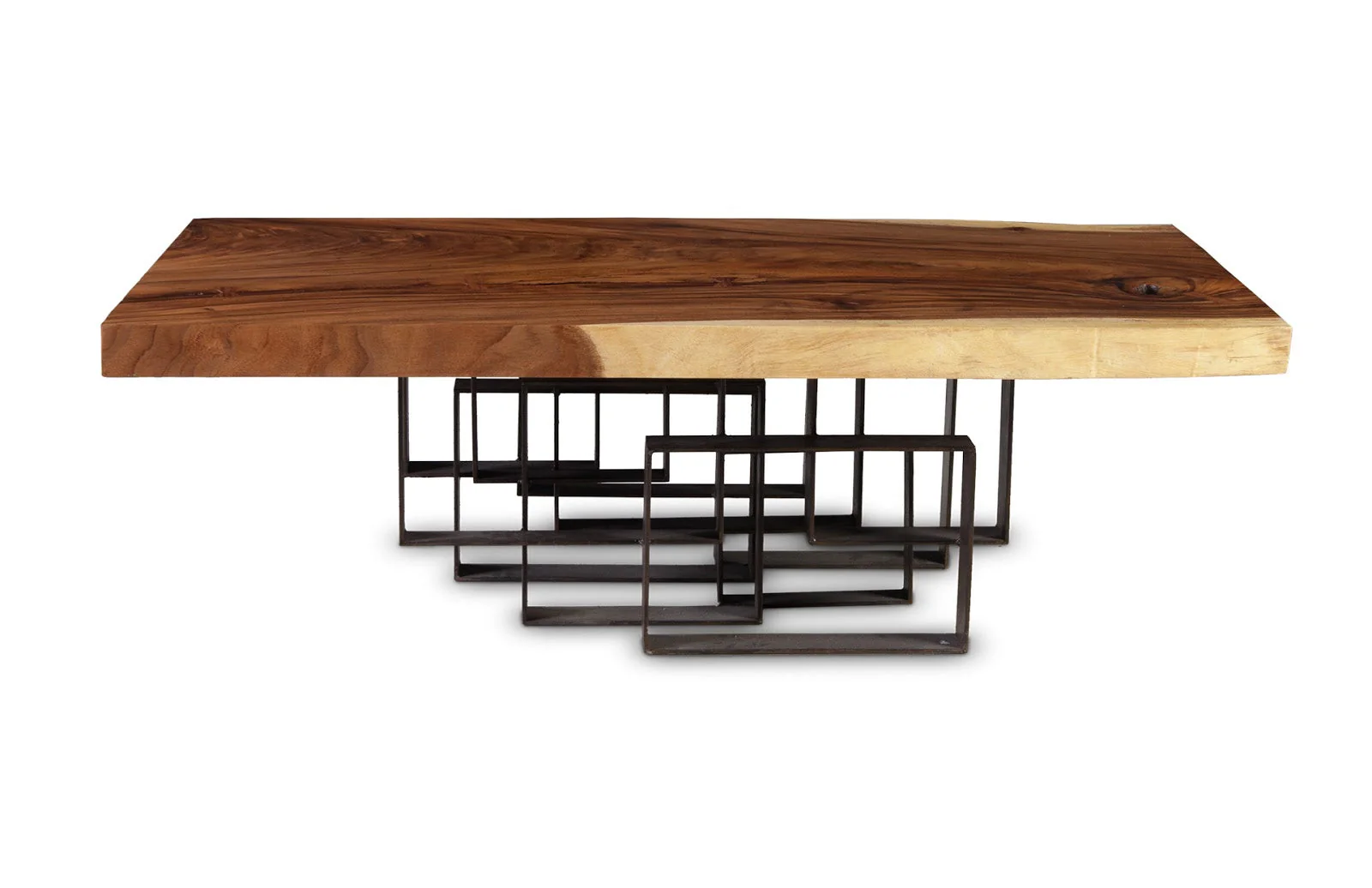 Phillips Collection Score Coffee Table, Chamcha Wood, Iron Base