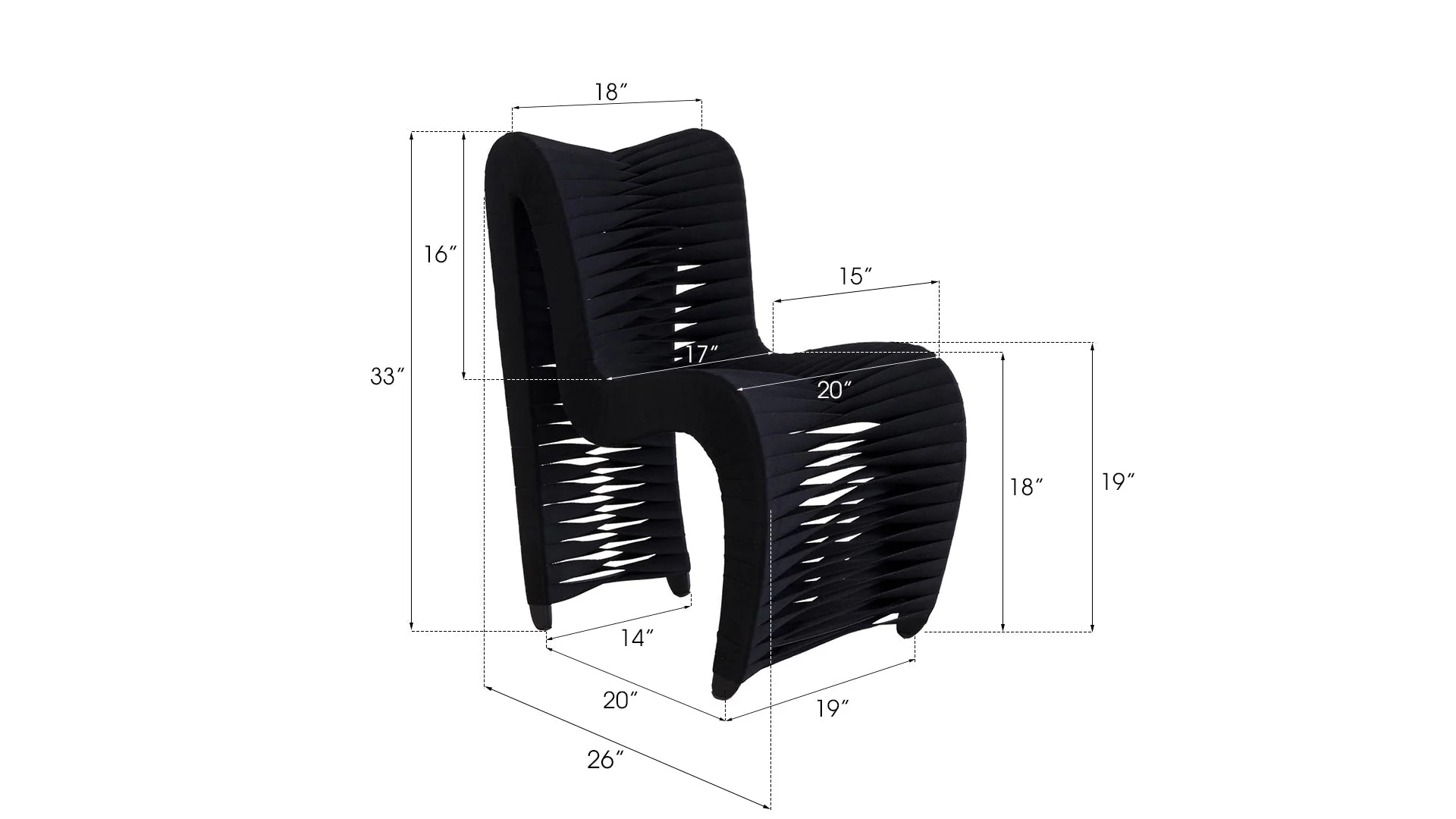 Phillips Collection Seat Belt Dining Chair, Black/Black - Image 3