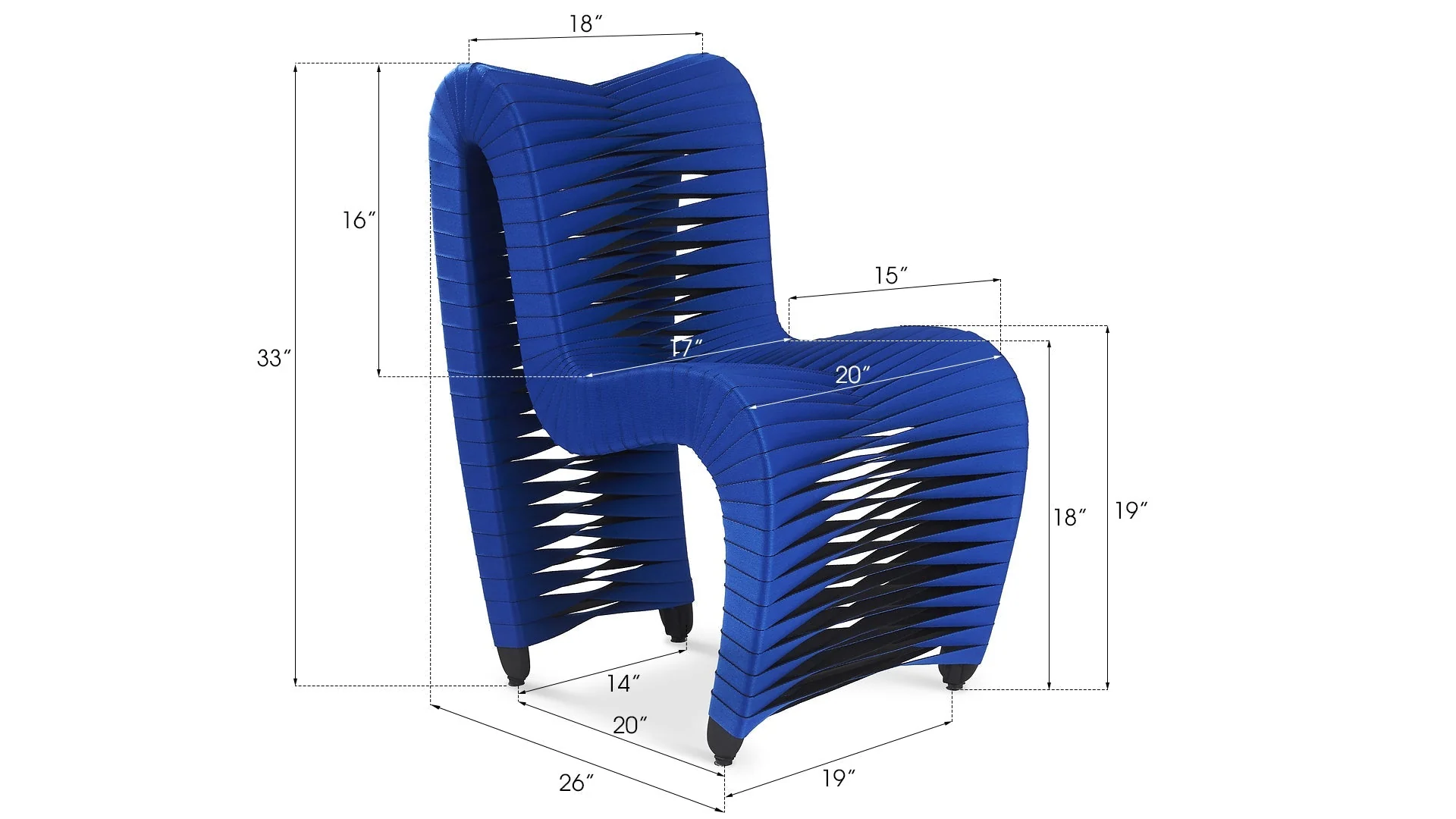 Phillips Collection Seat Belt Dining Chair, Blue/Black - Image 2