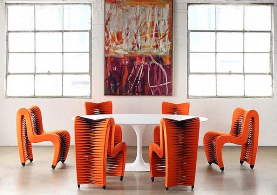 Phillips Collection Seat Belt Dining Chair, Orange - Image 2