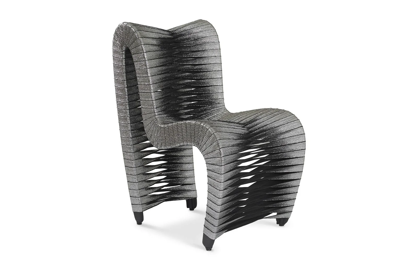 Phillips Collection Seat Belt Dining Chair, Silver, Metallic