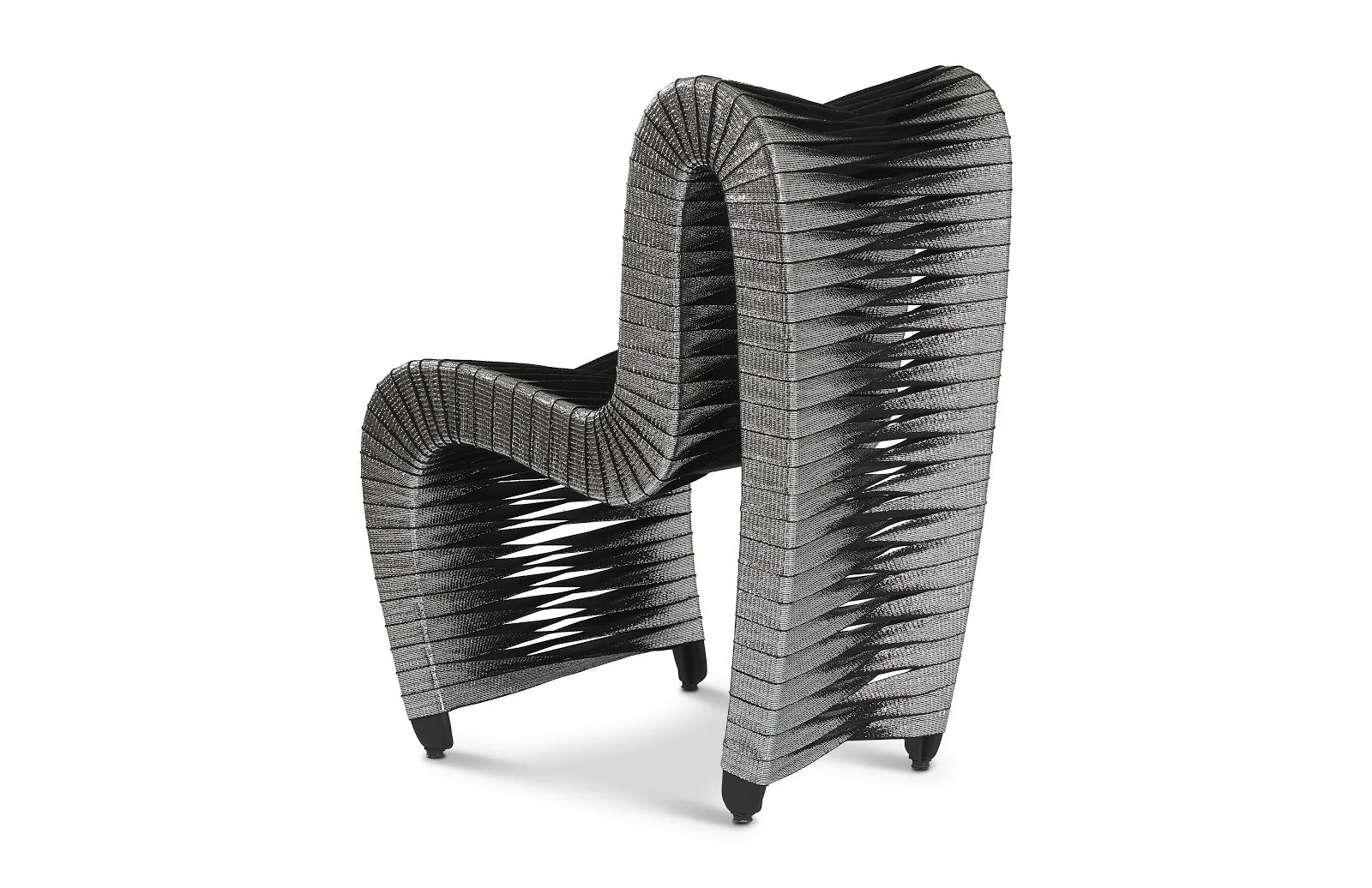 Phillips Collection Seat Belt Dining Chair, Silver, Metallic - Image 2