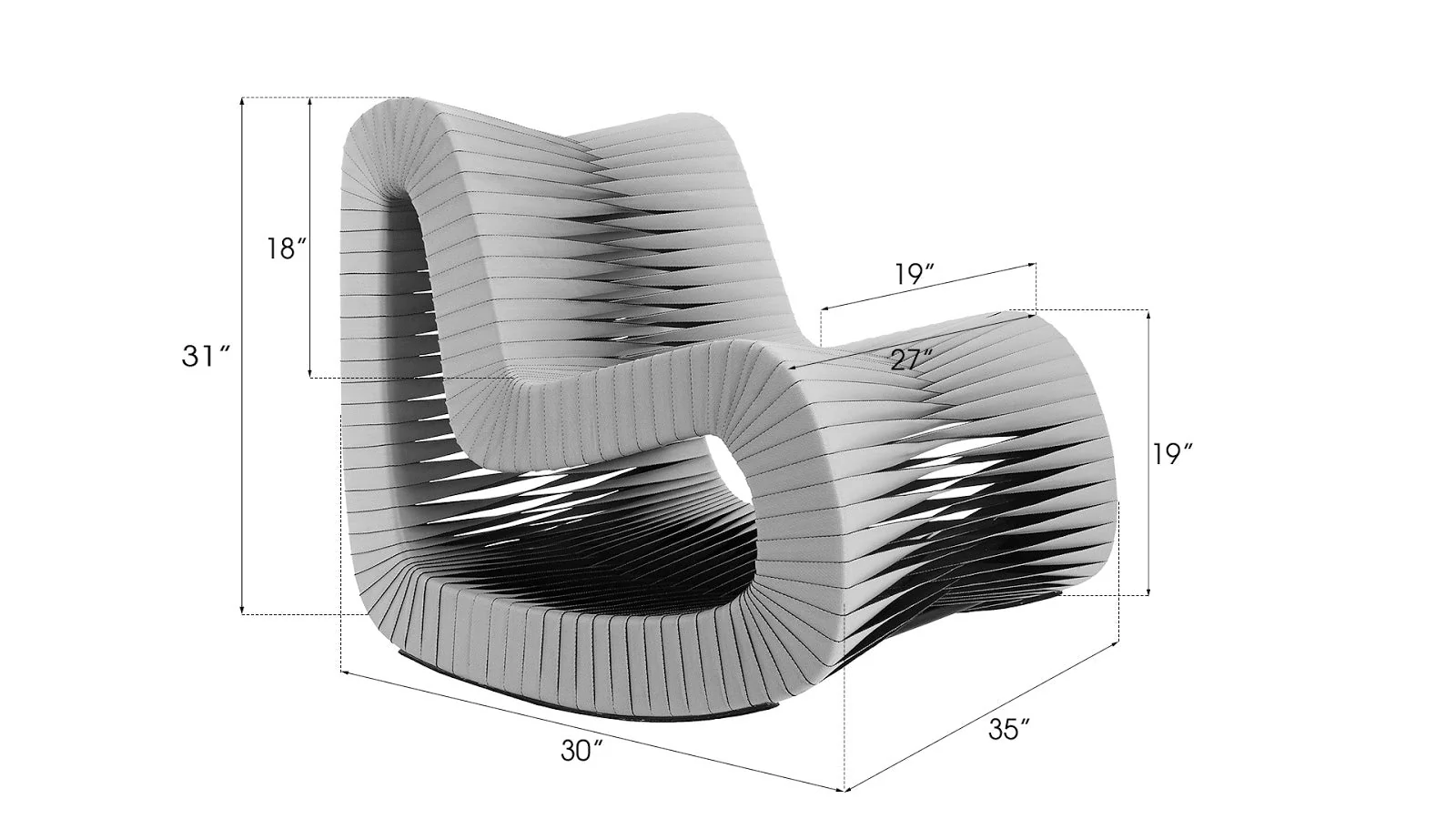 Phillips Collection Seat Belt Rocking Chair, Gray/Black - Image 6