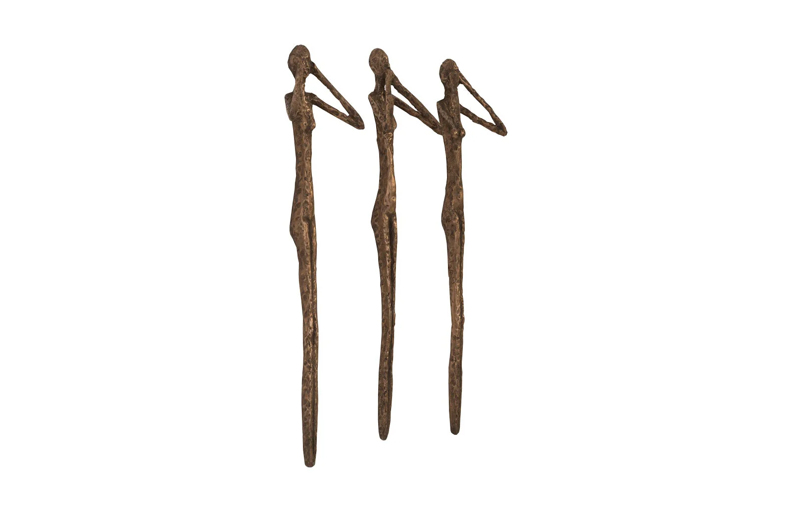 Phillips Collection See, Speak, Hear No Evil Wall Art, Resin, Bronze, Set Of 3