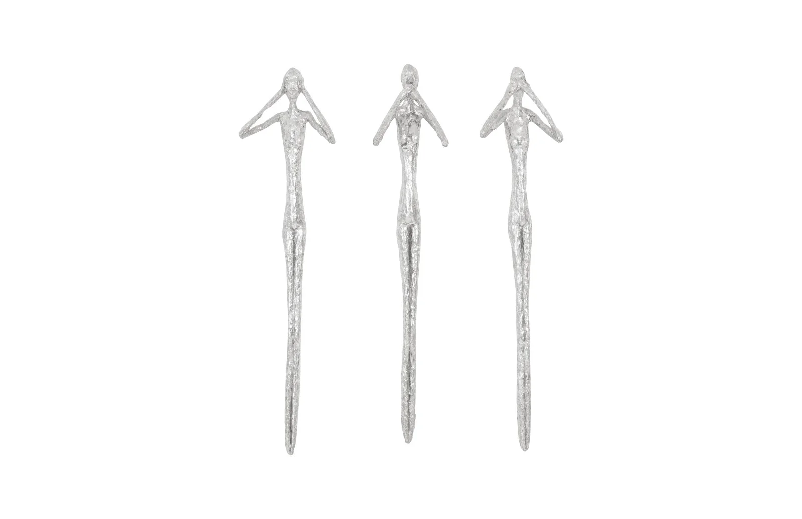 Phillips Collection See,Hear,Speak no Evil Set of 3 Silver Leaf, Silver Leaf, Set Of 3