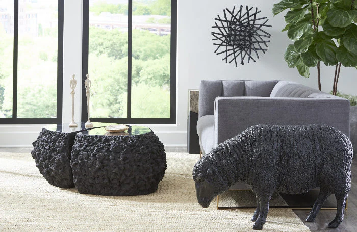 Phillips Collection Sheep Sculpture, Gel Coat Black - Image 4