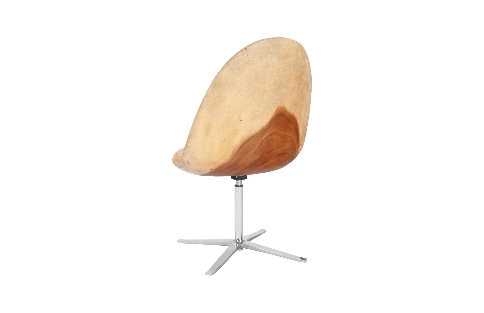 Phillips Collection Smoothed Swivel Chair, Chamcha Wood, Stainless Steel Base - Image 2
