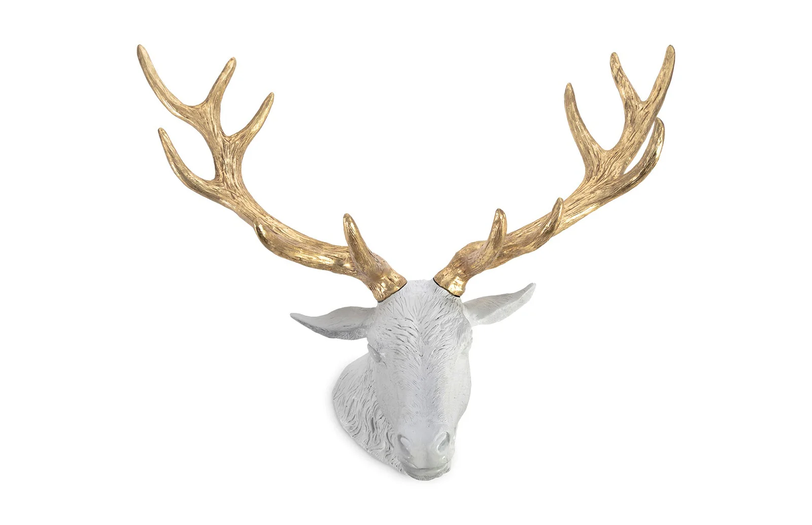 Phillips Collection Stag Deer Head, White, Gold Leaf