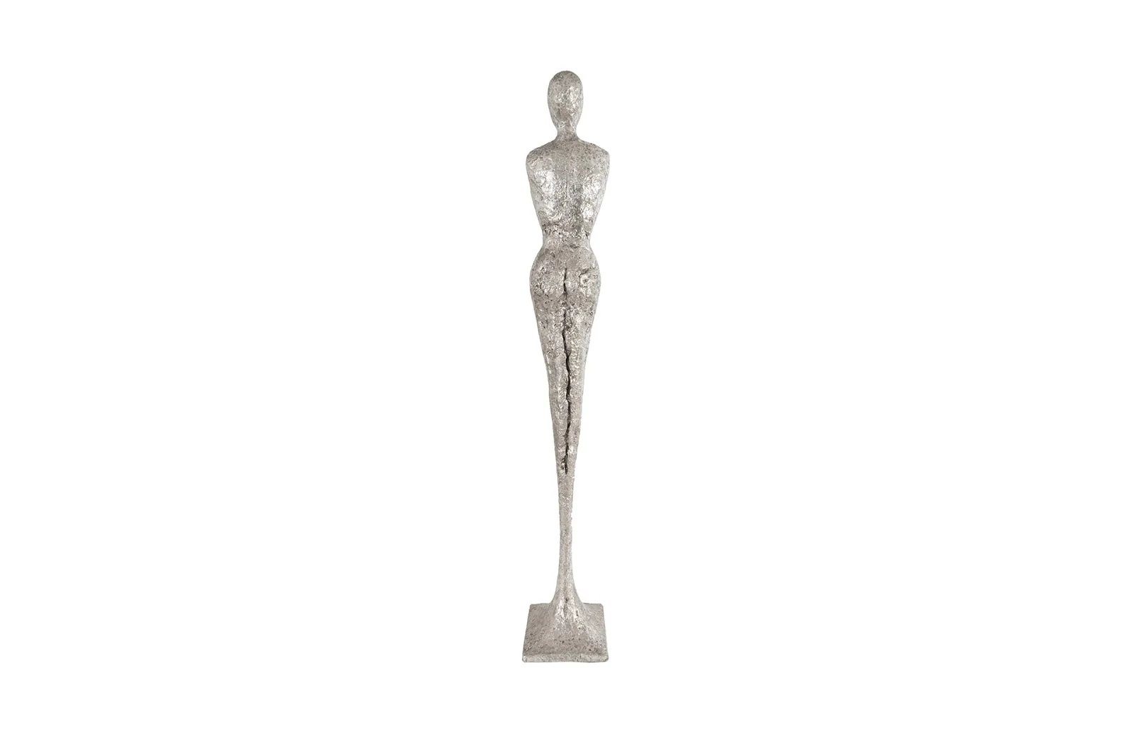 Phillips Collection Tall Chiseled Female Sculpture, Resin, Silver Leaf - Image 2