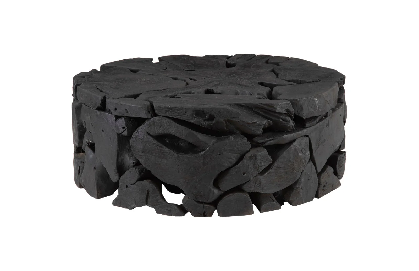 Phillips Collection Teak Chunk Round Coffee Table, Black