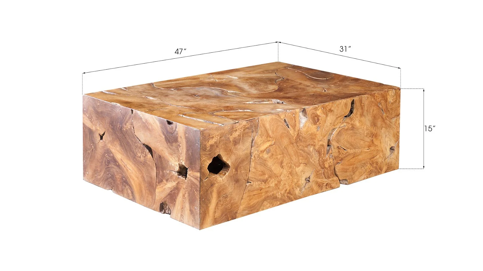 Phillips Collection Teak Slice Coffee Table, Rectangle - Image 4