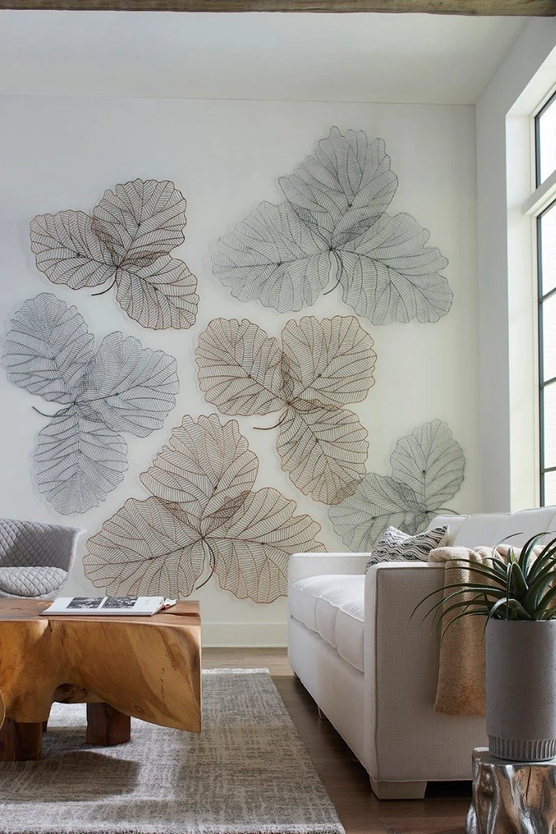 Phillips Collection Tri Leaf Wall Art, Large, Metal, Silver/Black - Image 2