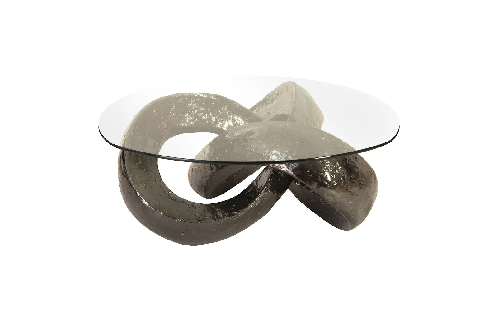 Phillips Collection Trifoil Coffee Table, Liquid Silver w/Glass - Image 6