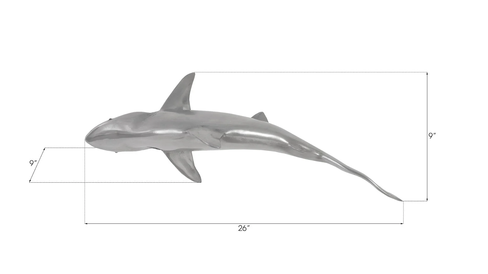 Phillips Collection Whaler Shark Fish Wall Sculpture, Resin, Polished Aluminum Finish - Image 5