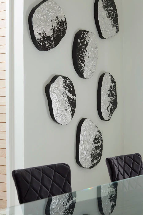 Phillips Collection Wisp Wall Tile, Chamcha Wood, Silver Leaf on Black - Image 2