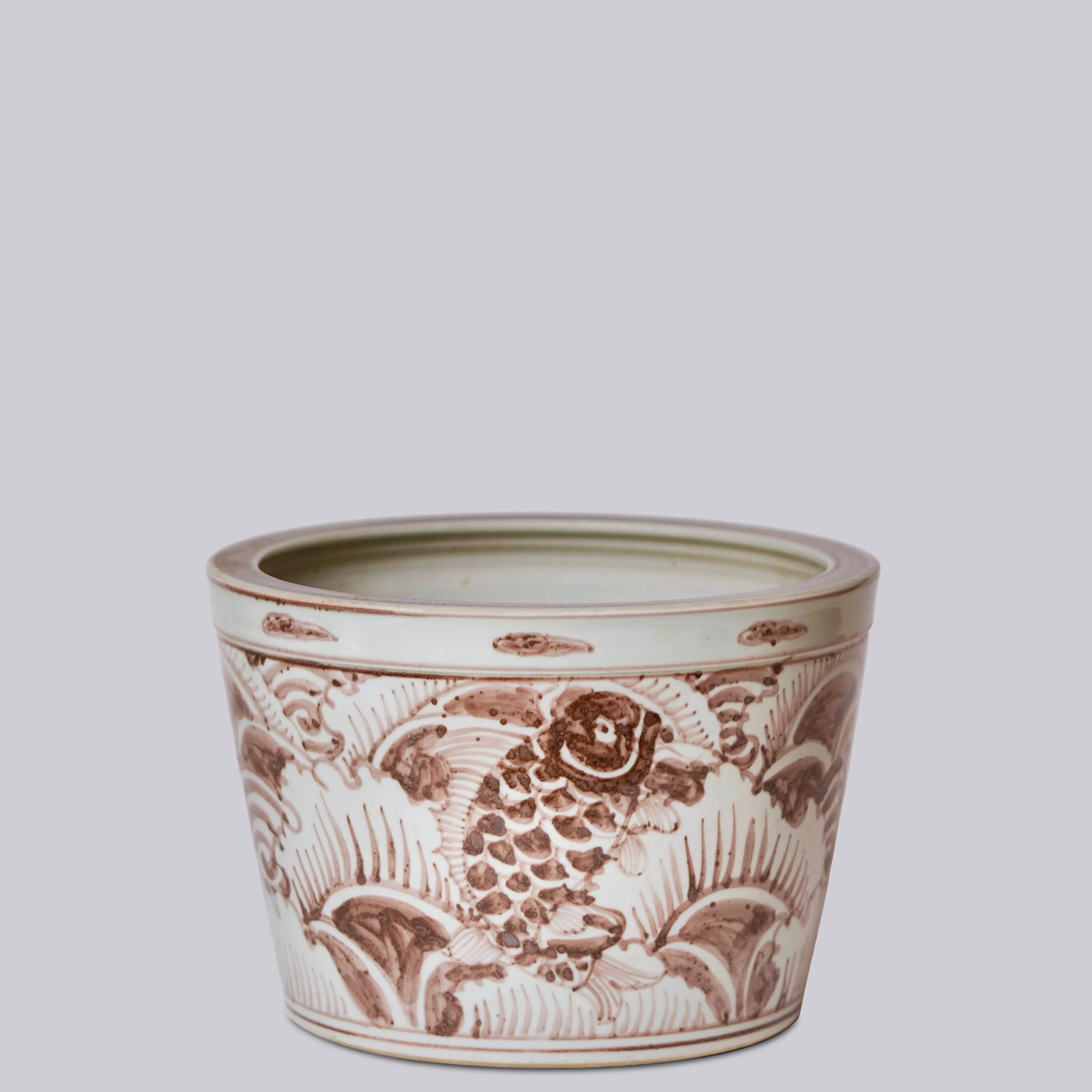 Red and White Porcelain Fish Planter