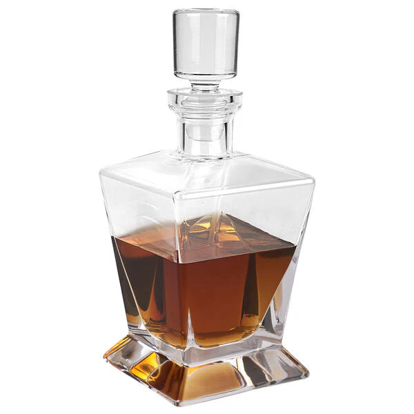 Regal European Mouth Blown Lead Free Crystal Square Decanter - CLOSEOUT