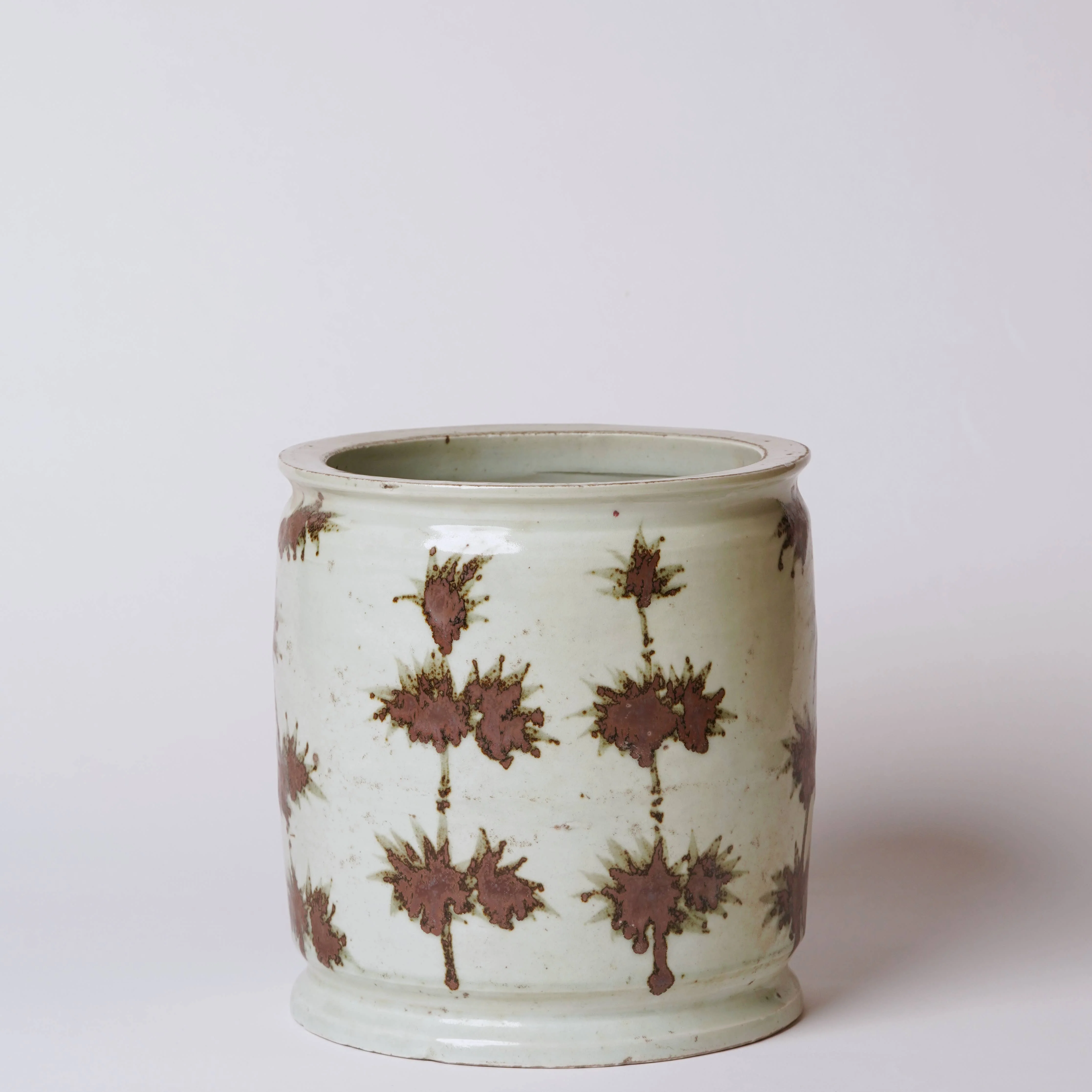 Rustic Copper Glazed Bamboo Porcelain Cachepot - Image 2