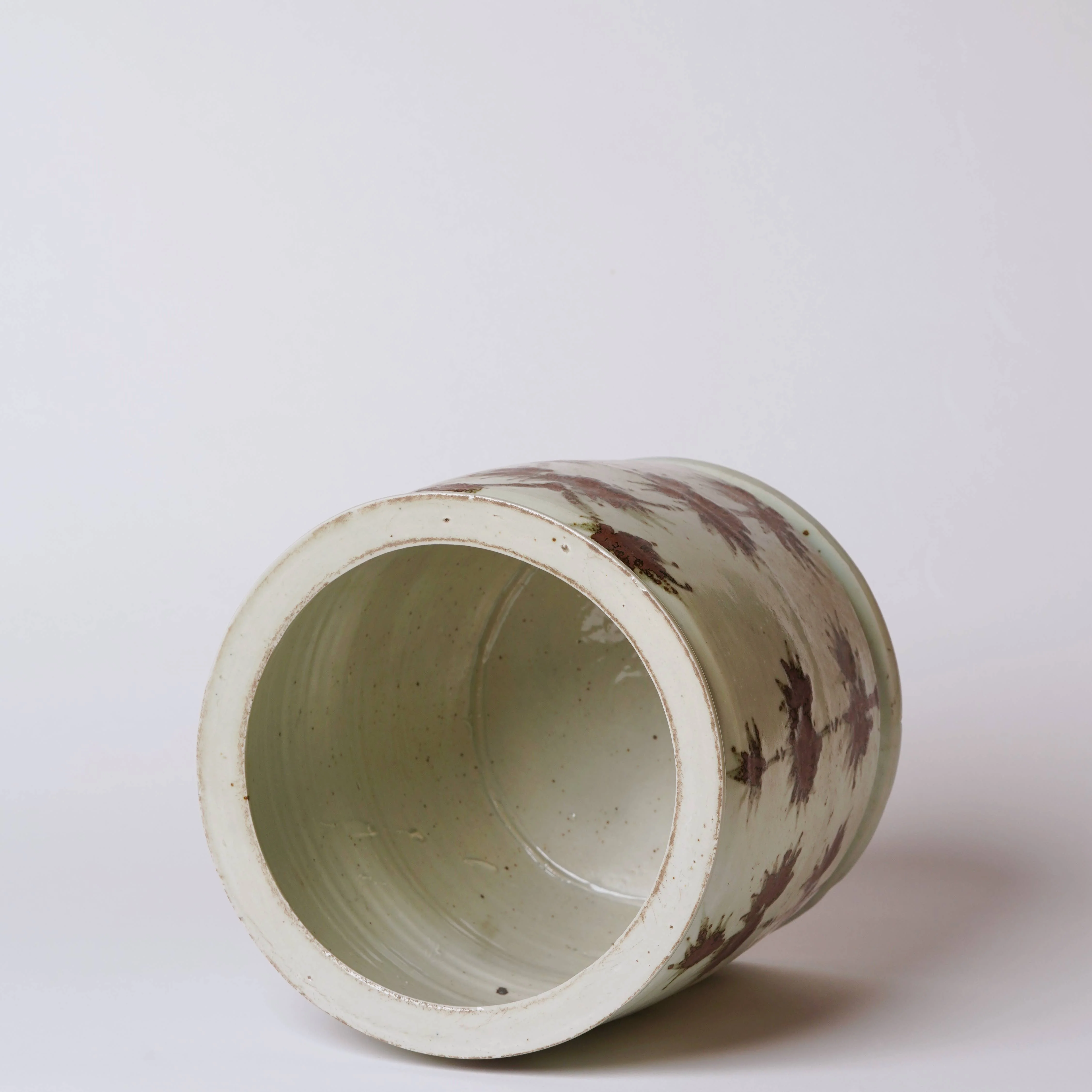 Rustic Copper Glazed Bamboo Porcelain Cachepot - Image 3