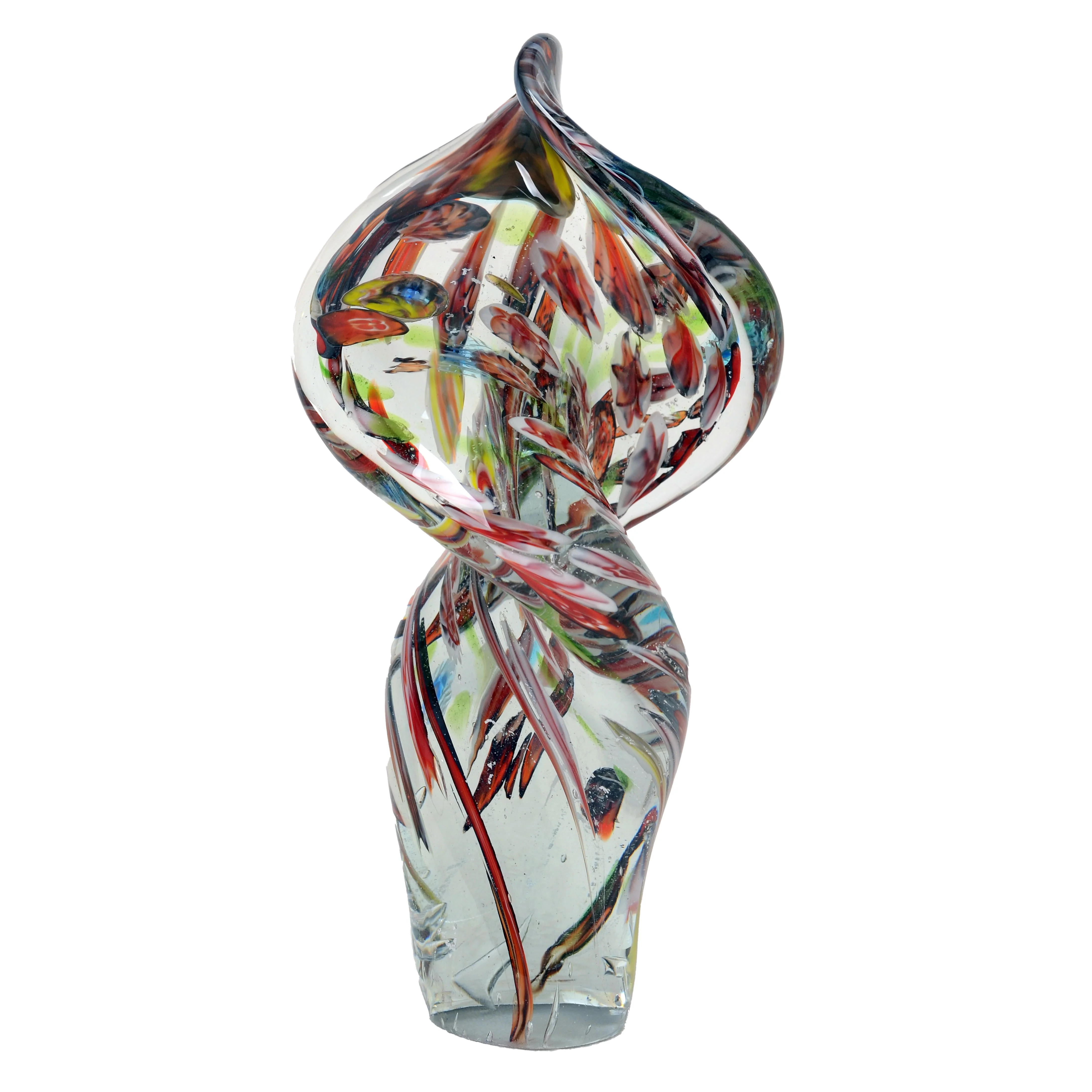 Scarlet Whirlwind - Handblown Art Glass Sculpture 8031 by Viz Glass