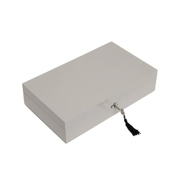 Single Hinge High-Gloss Jewelry Box - Silver - Image 2