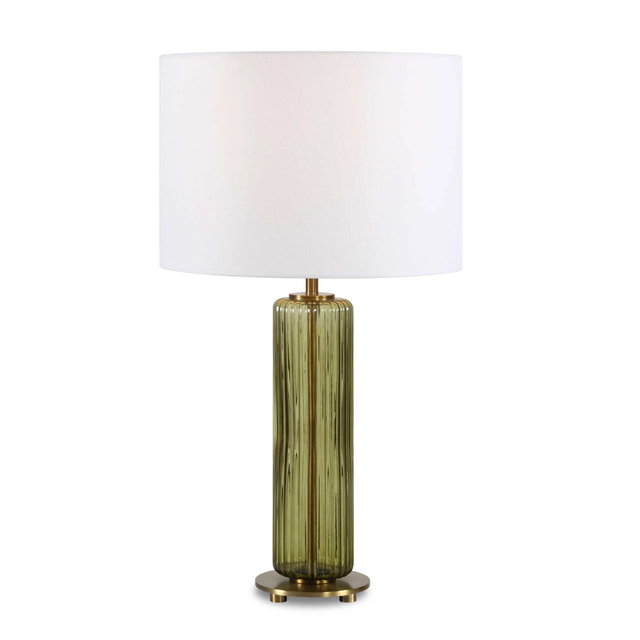 Sleek Olive Green Glass Table Lamp