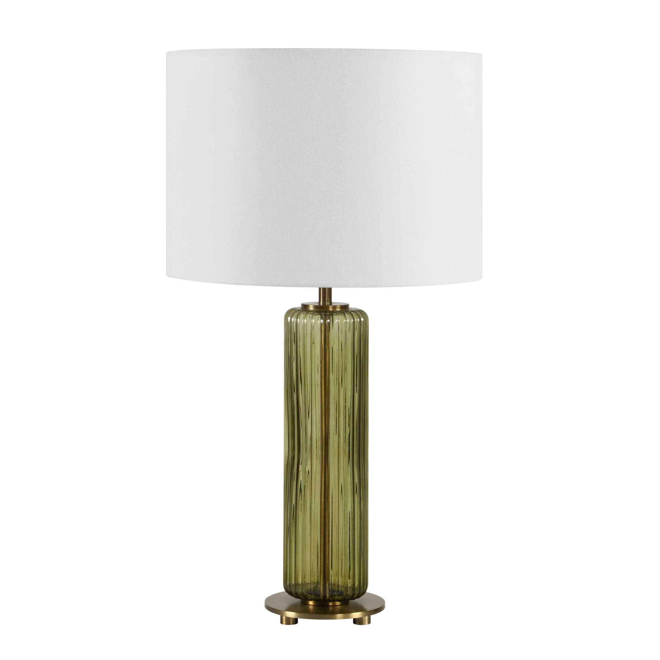 Sleek Olive Green Glass Table Lamp - Image 6