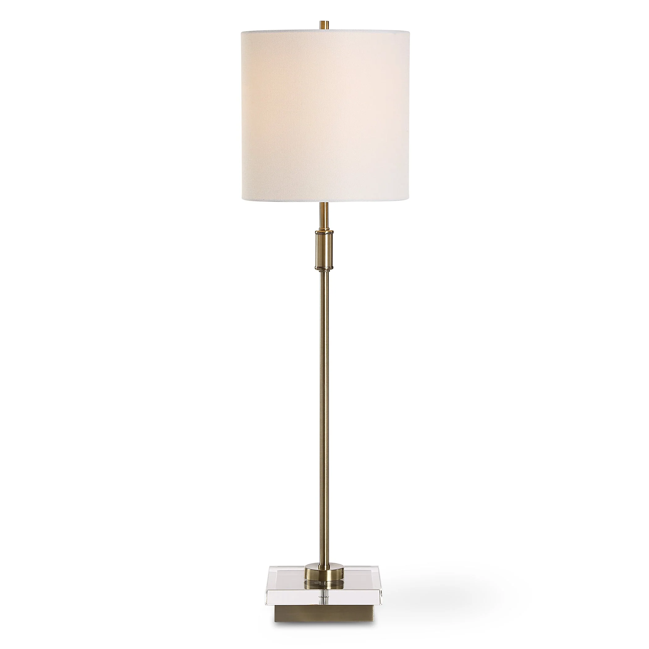 Slender Antique Brass Buffet Lamp