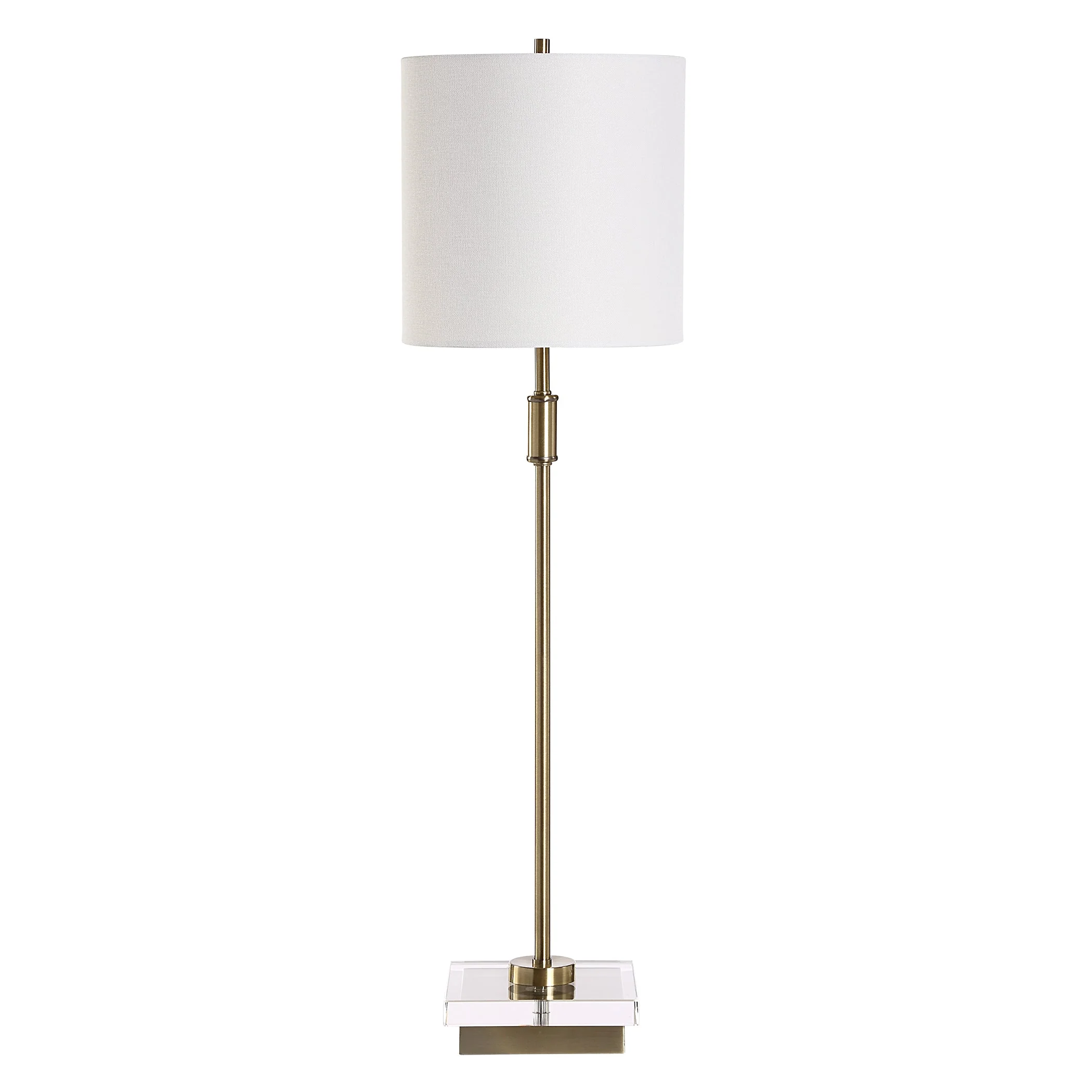 Slender Antique Brass Buffet Lamp - Image 4