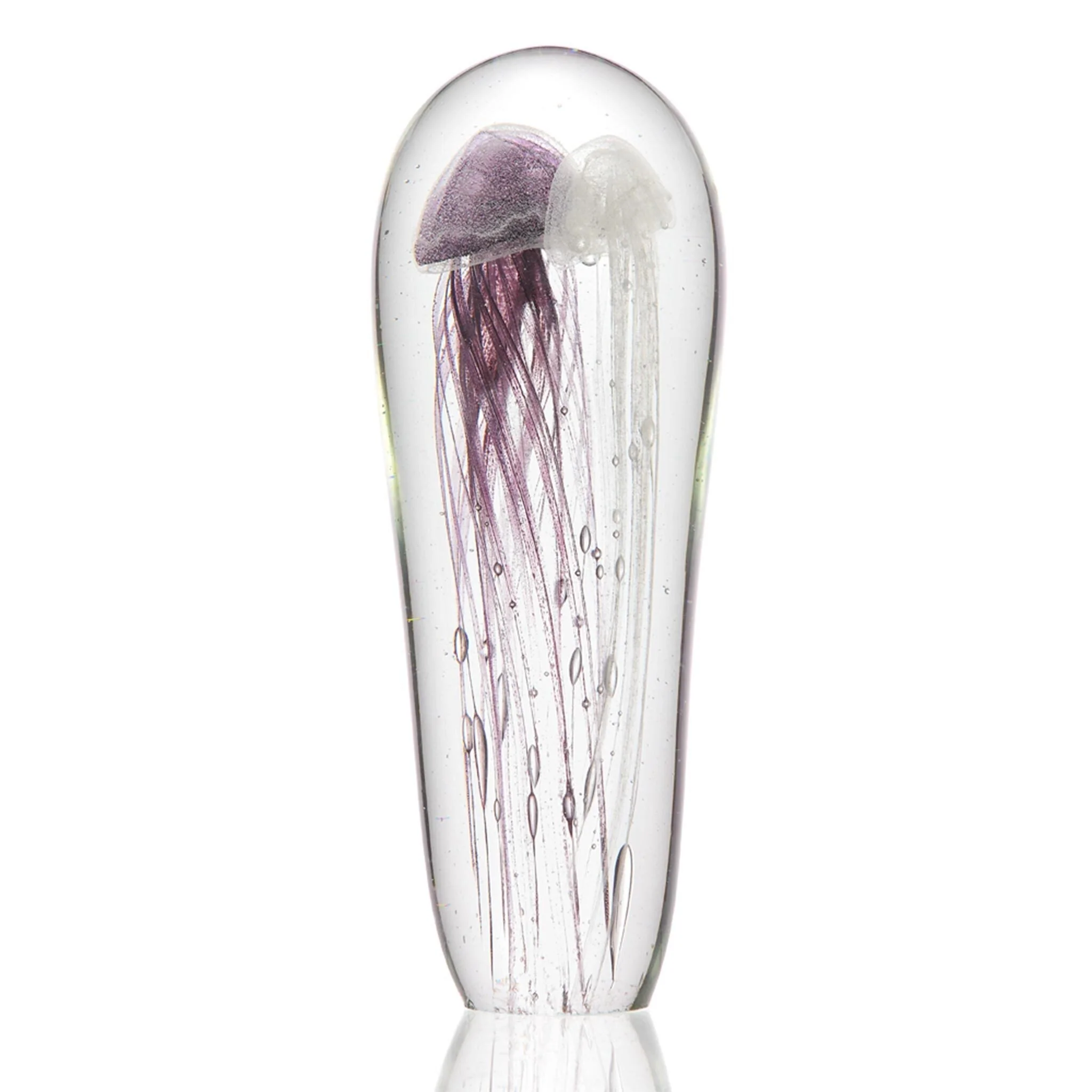 Art Glass Purple & White Jellyfish 12 Inch Glow in the Dark - Image 2