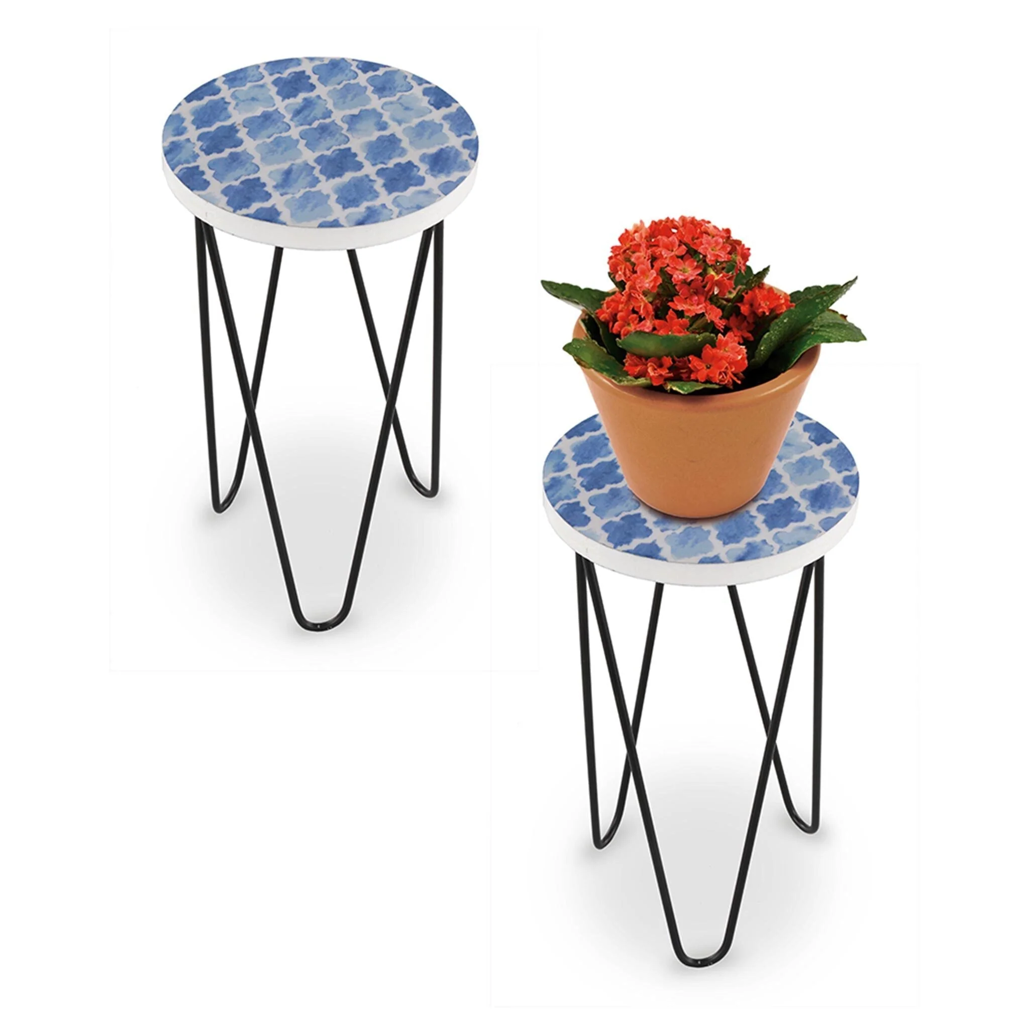 Blue Diamond Pattern Plant Sta