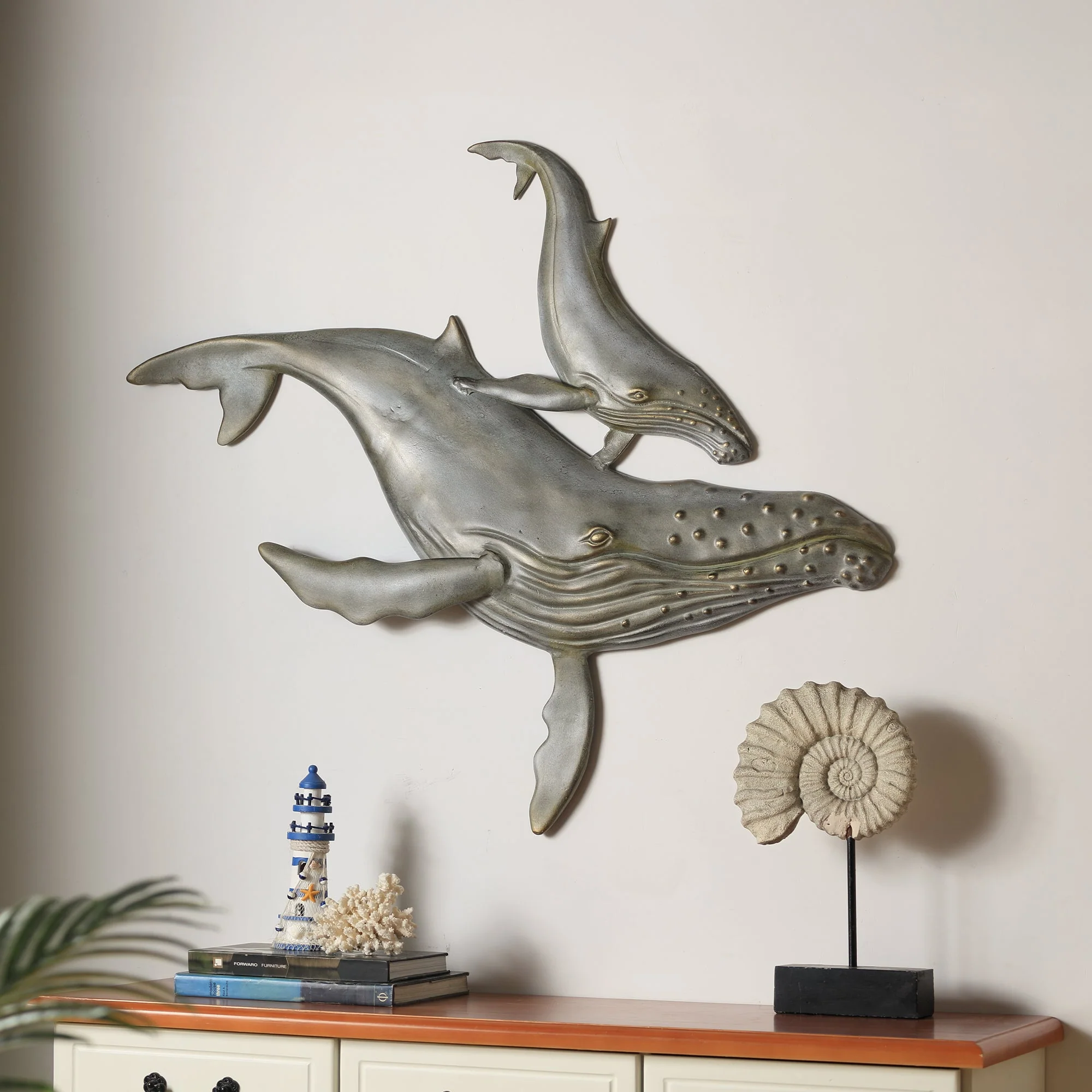 First Surfacing Wall Plaque (humpback whale and calf)