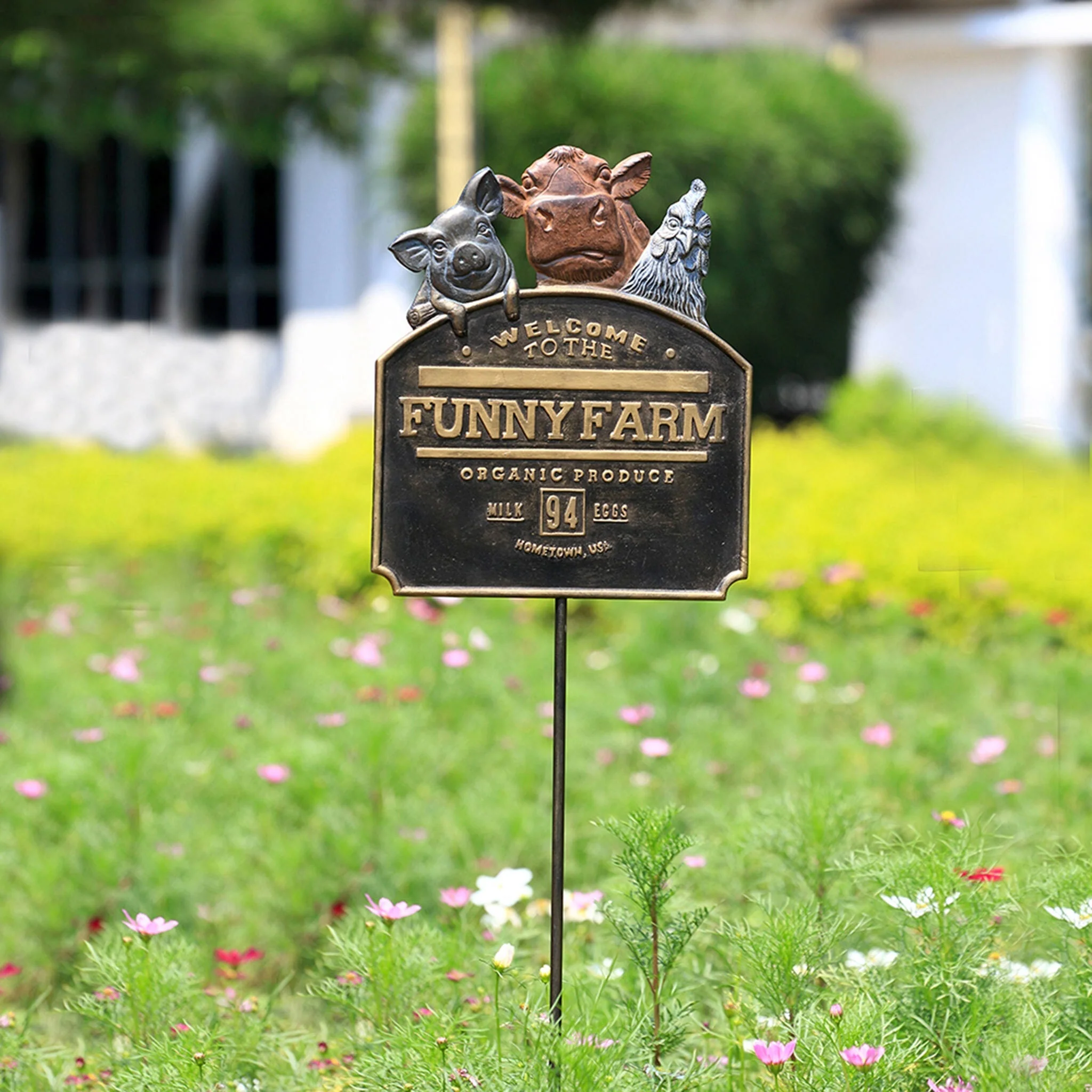 Funny Farm Garden Sign on Stake - Image 2