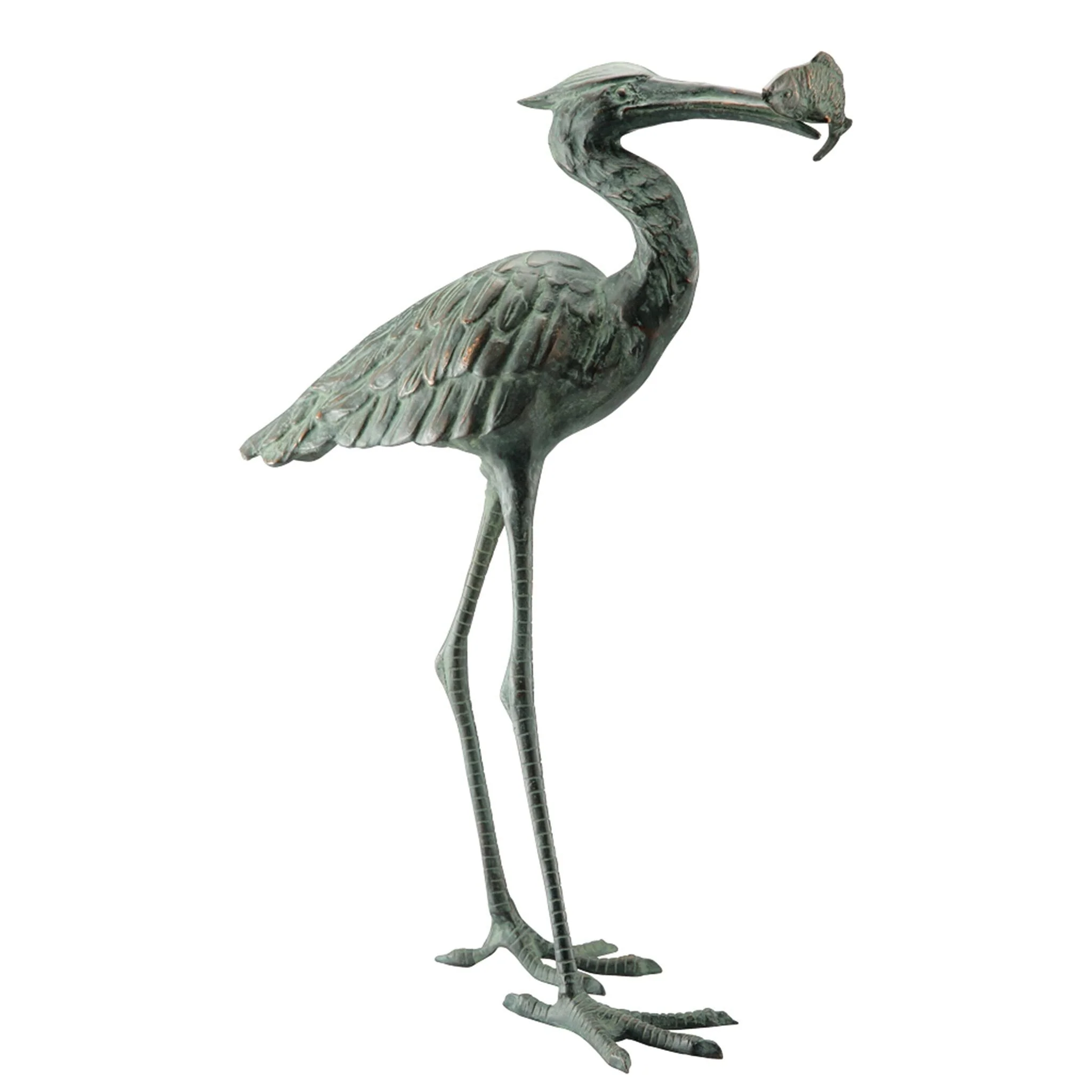 Garden Single Crane Eating Fish