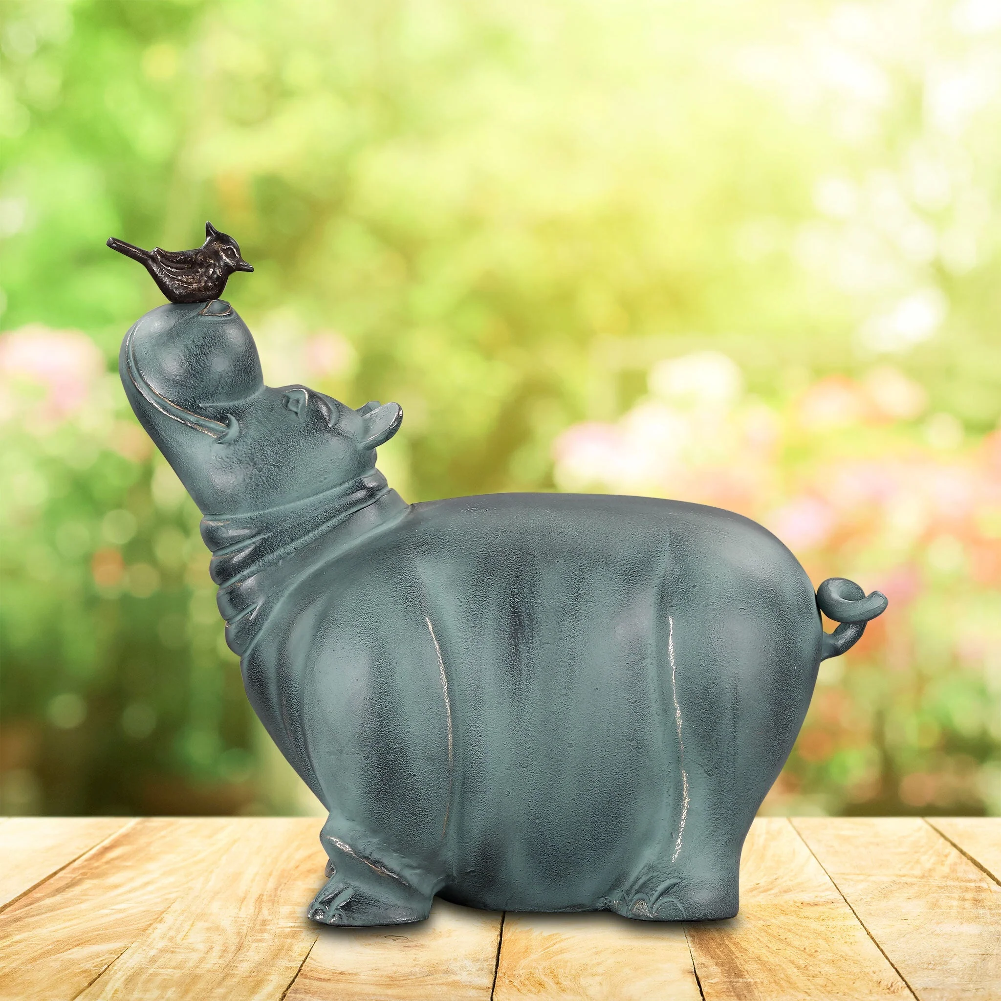 Hippo and Friend Garden Sculpture