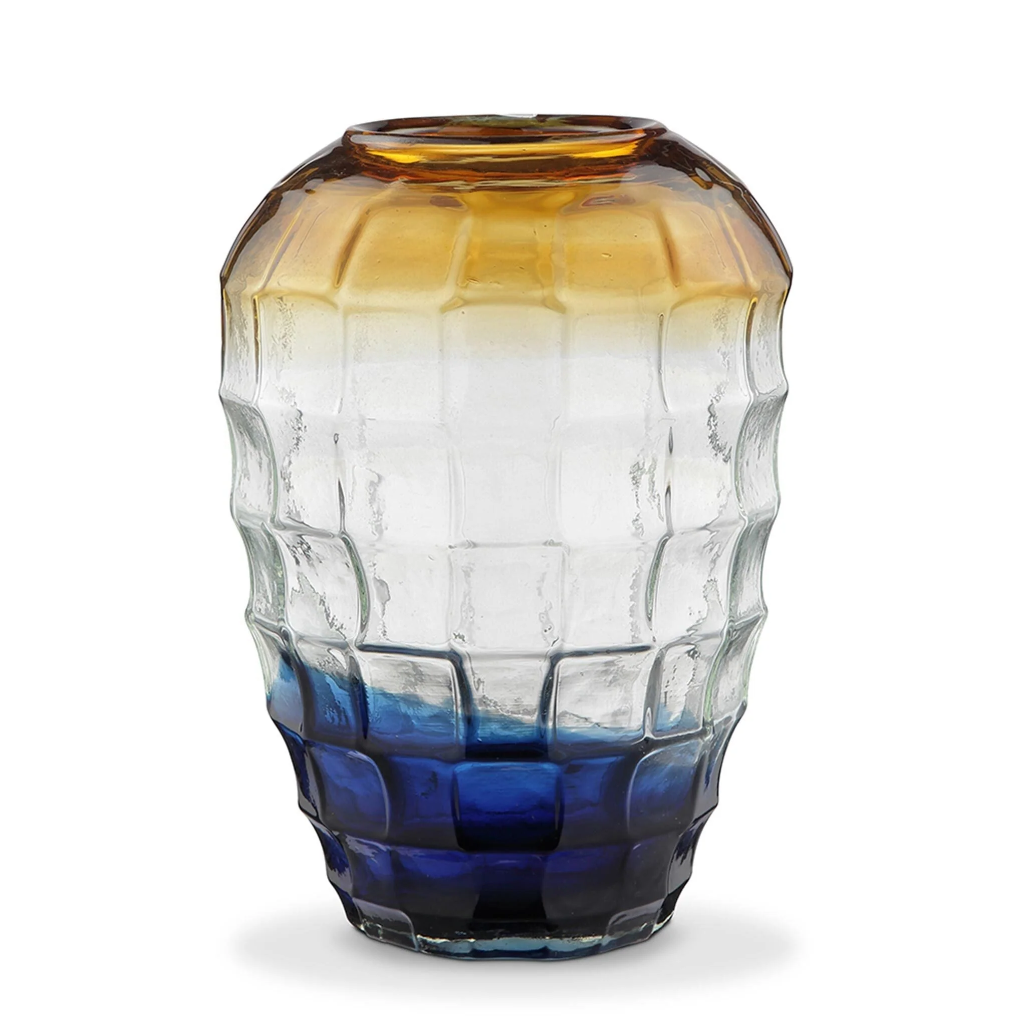 Large Blue and Gold Glass Vase - Image 2