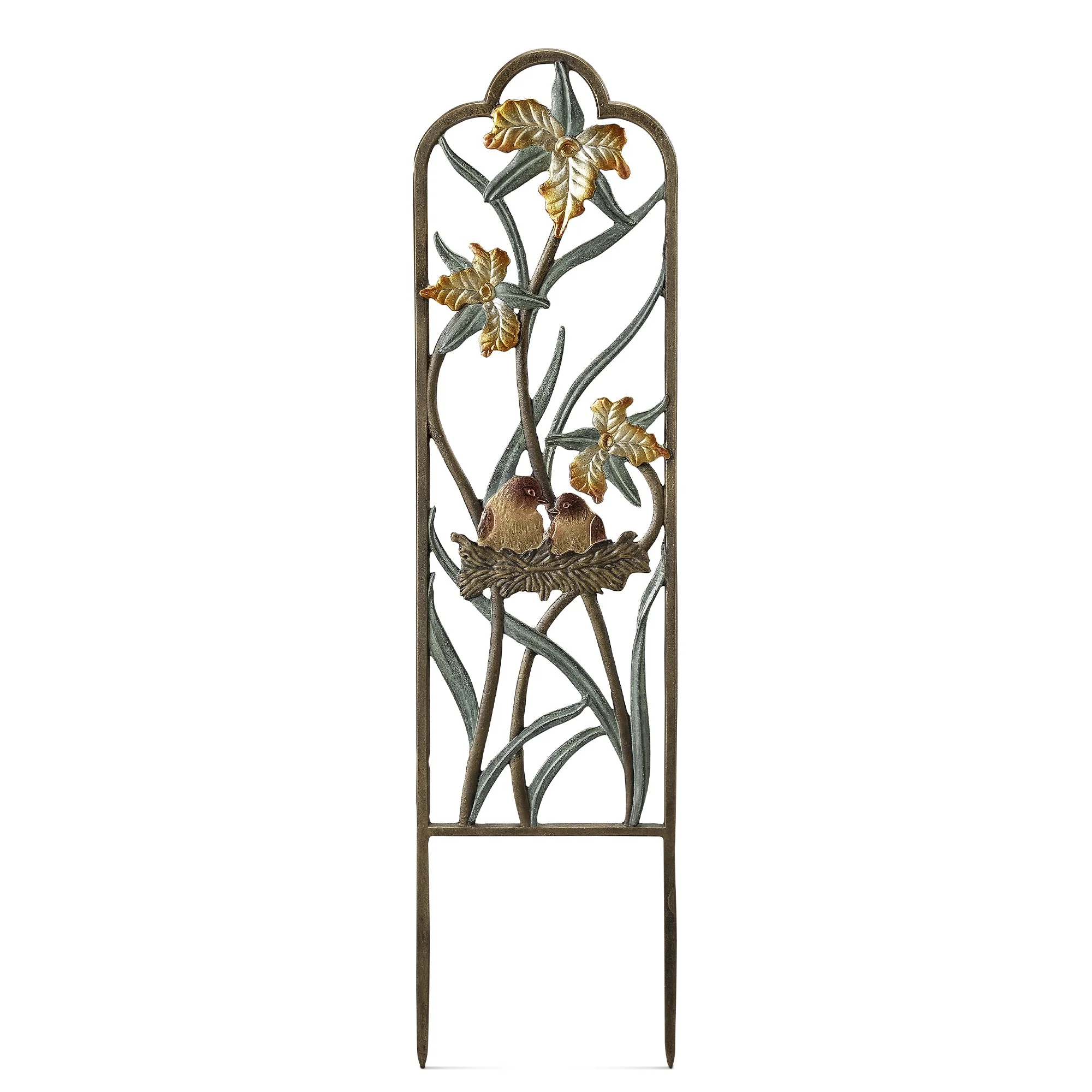 Narrow Lovebirds in Nest Trellis (spikes 7.75" H)