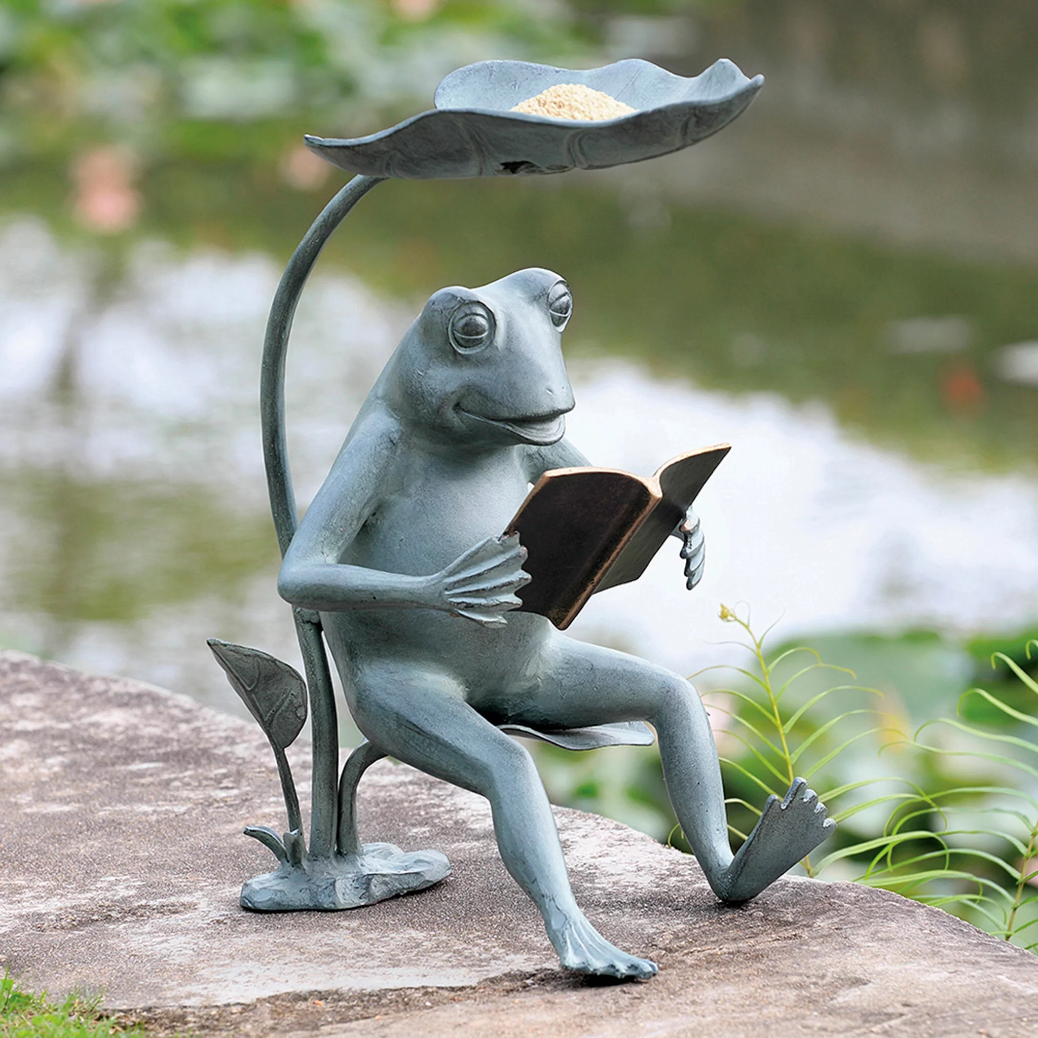 Reading Frog Birdfeeder