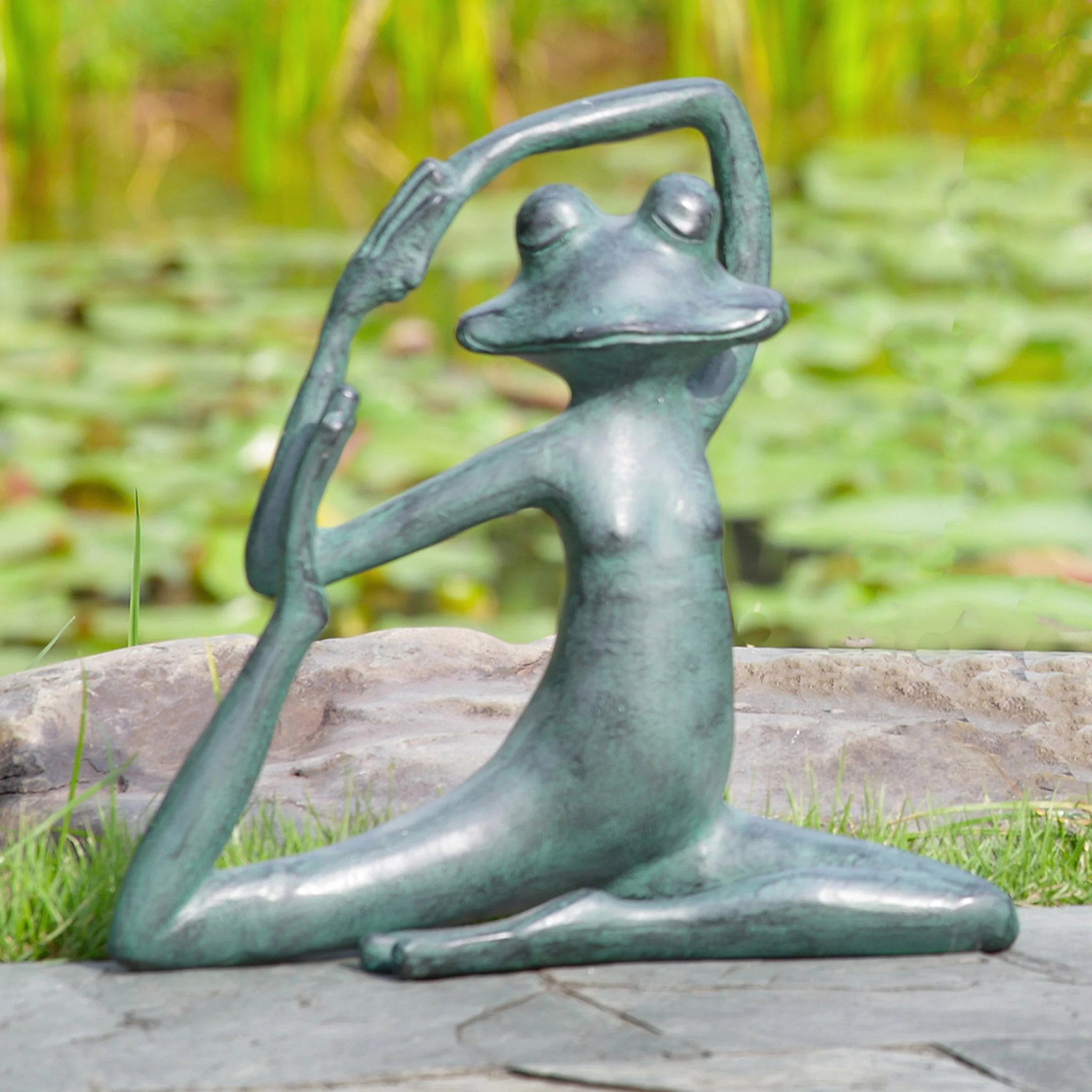Relaxed Yoga Frog Garden Sculpture - Image 2