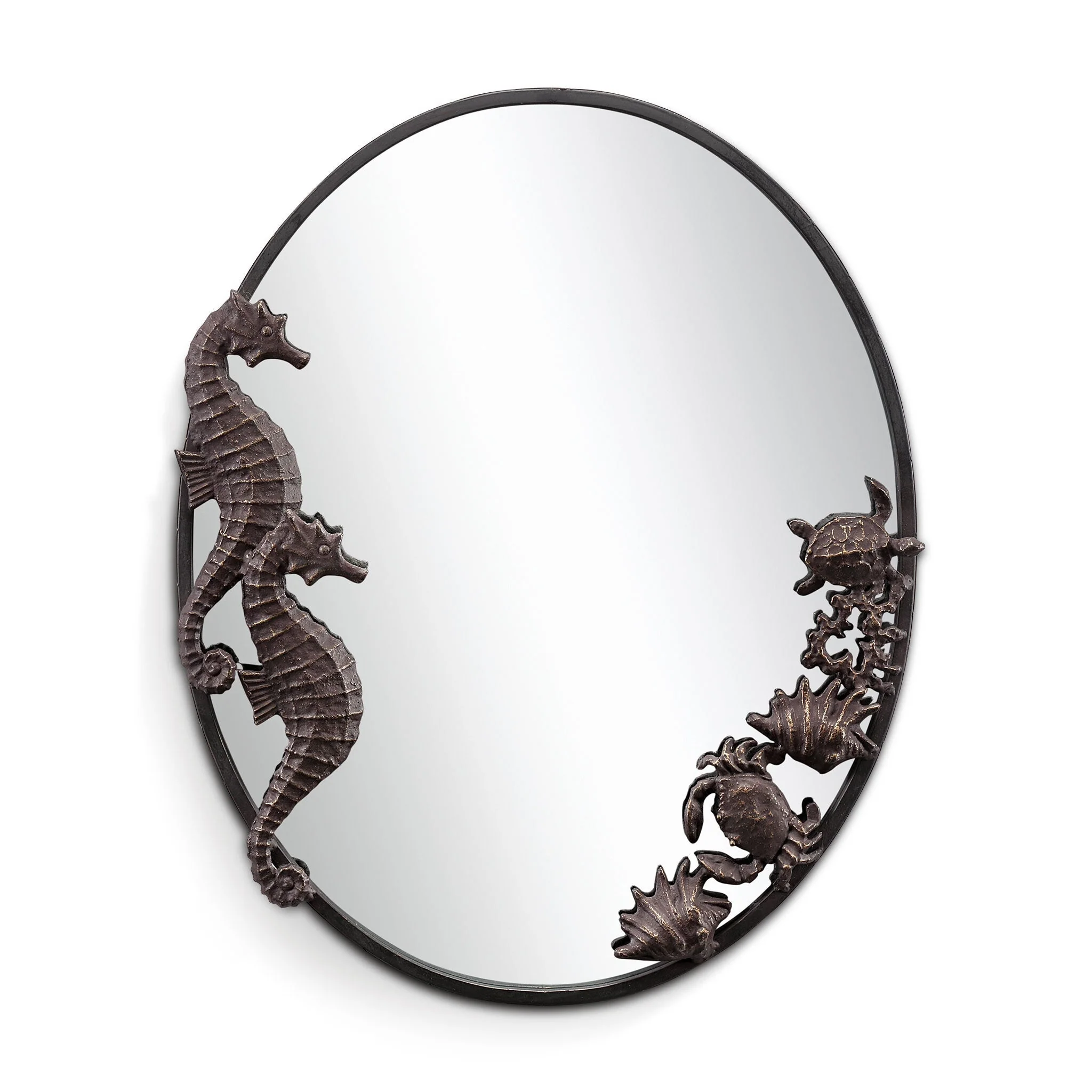Seahorses and Sea Life Oval Mirror - Image 2