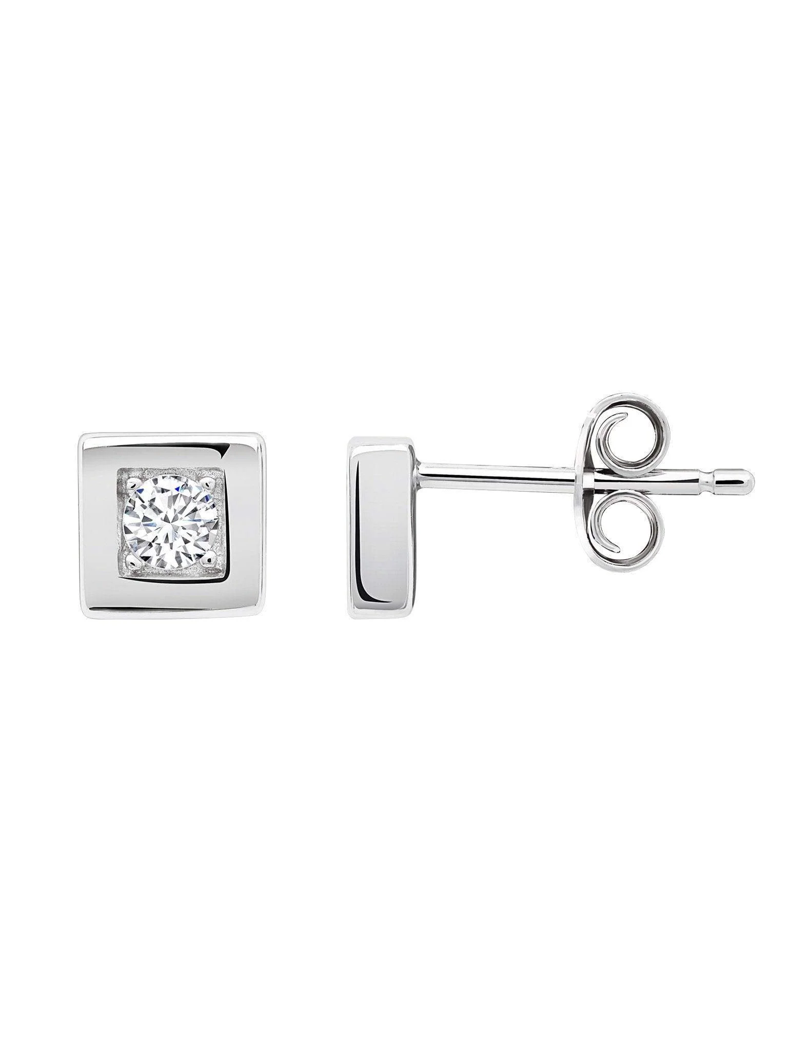 Crislu Square Frame Studs finished in Pure Platinum