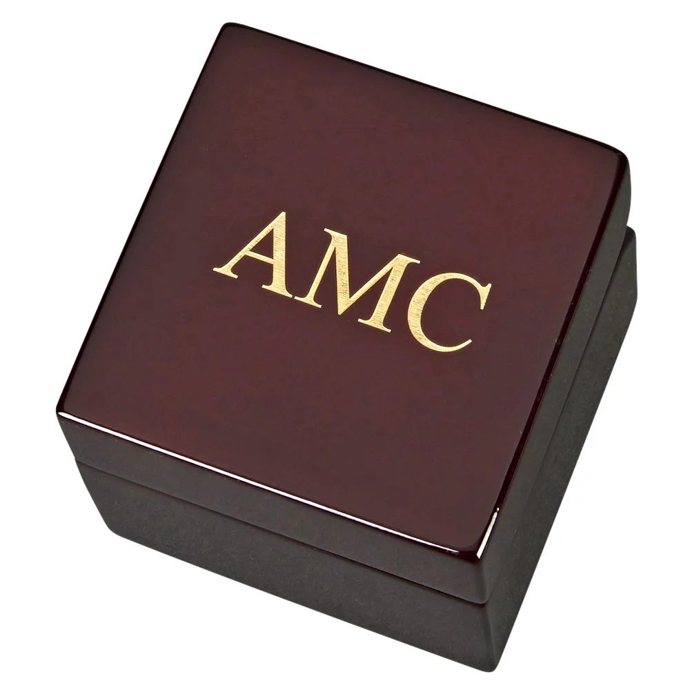 Square Wood Box With Clock & Compass In Piano Finish - Image 3