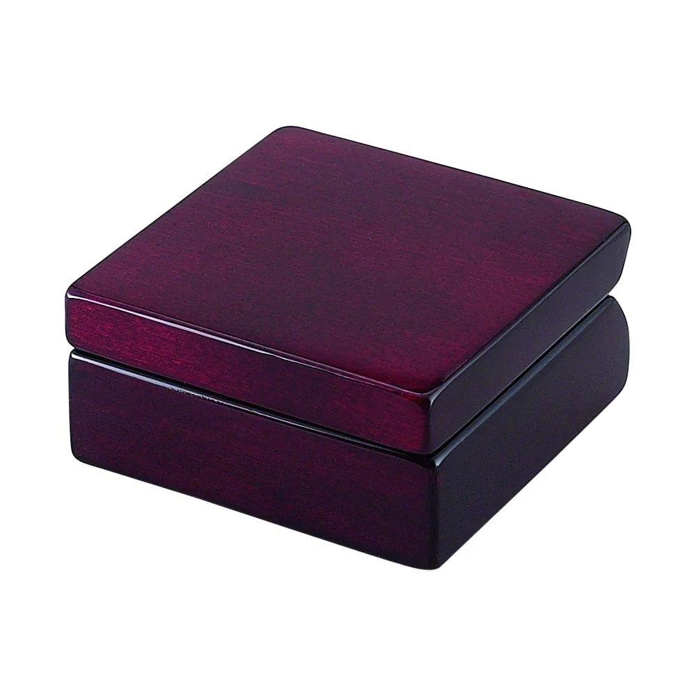Square Wood Box With Clock In Piano Finish - Image 2